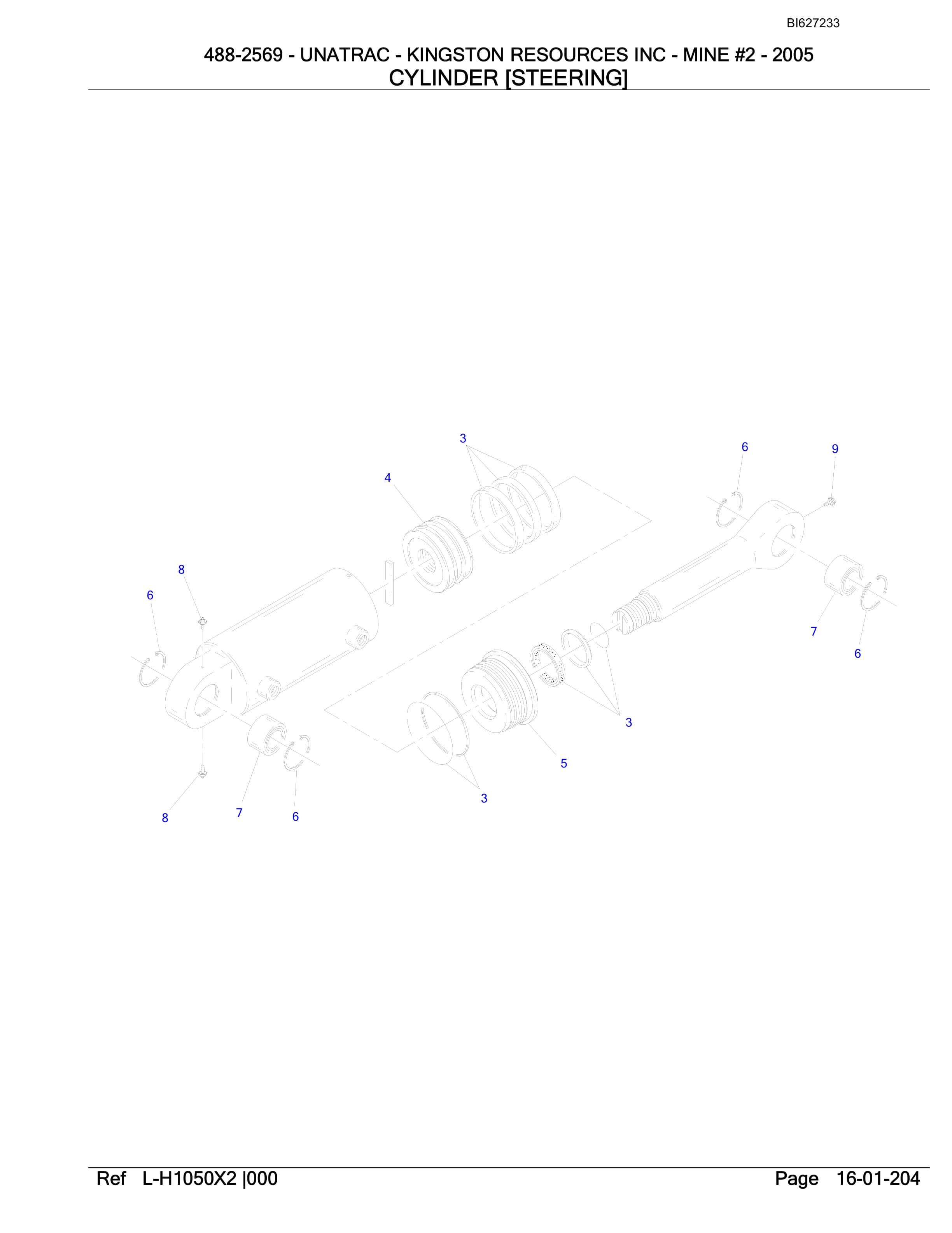 Bucyrus 488-2569R UN-A-TRAC Spare Parts List BI627233-3