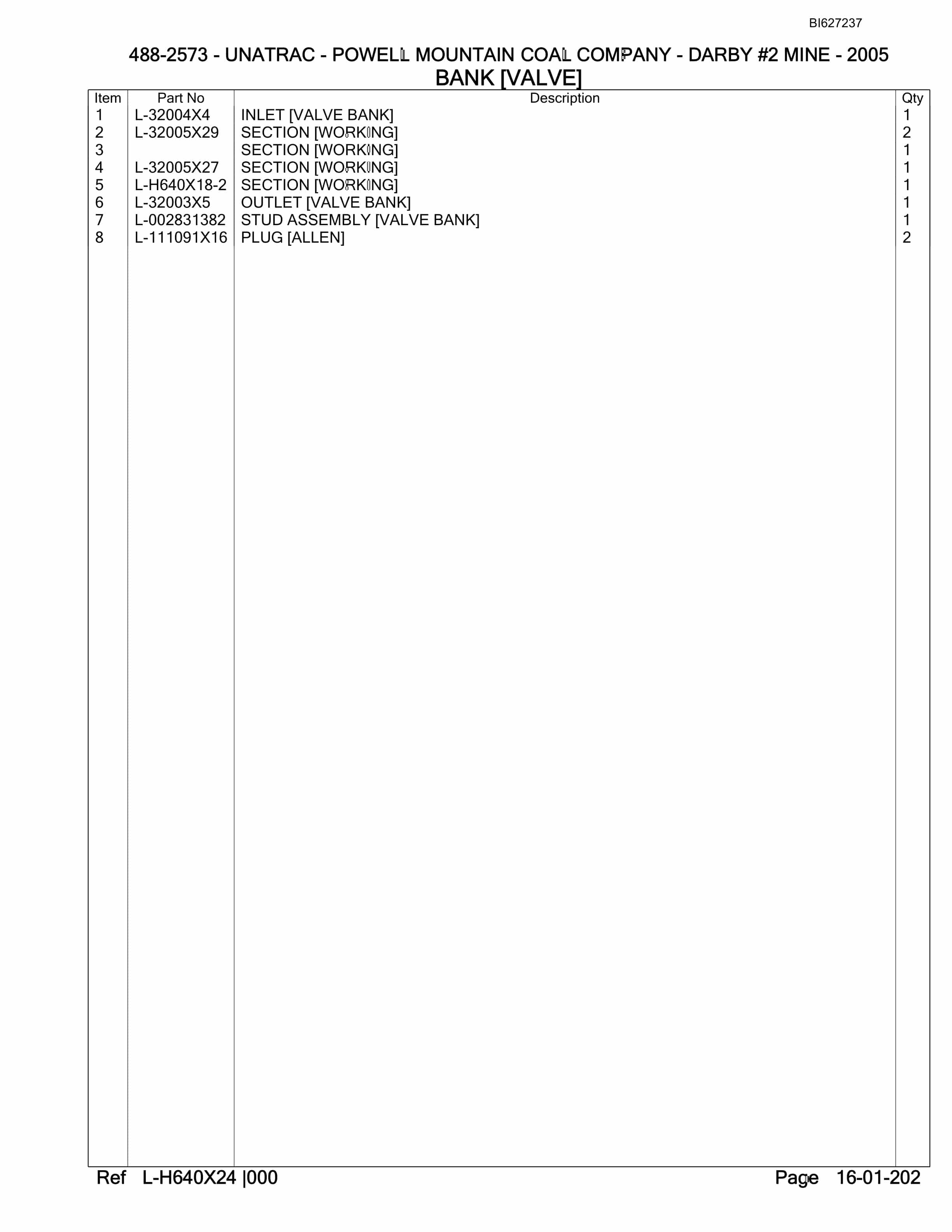 Bucyrus 488-2573 UN-A-TRAC Parts Catalog BI627237-3
