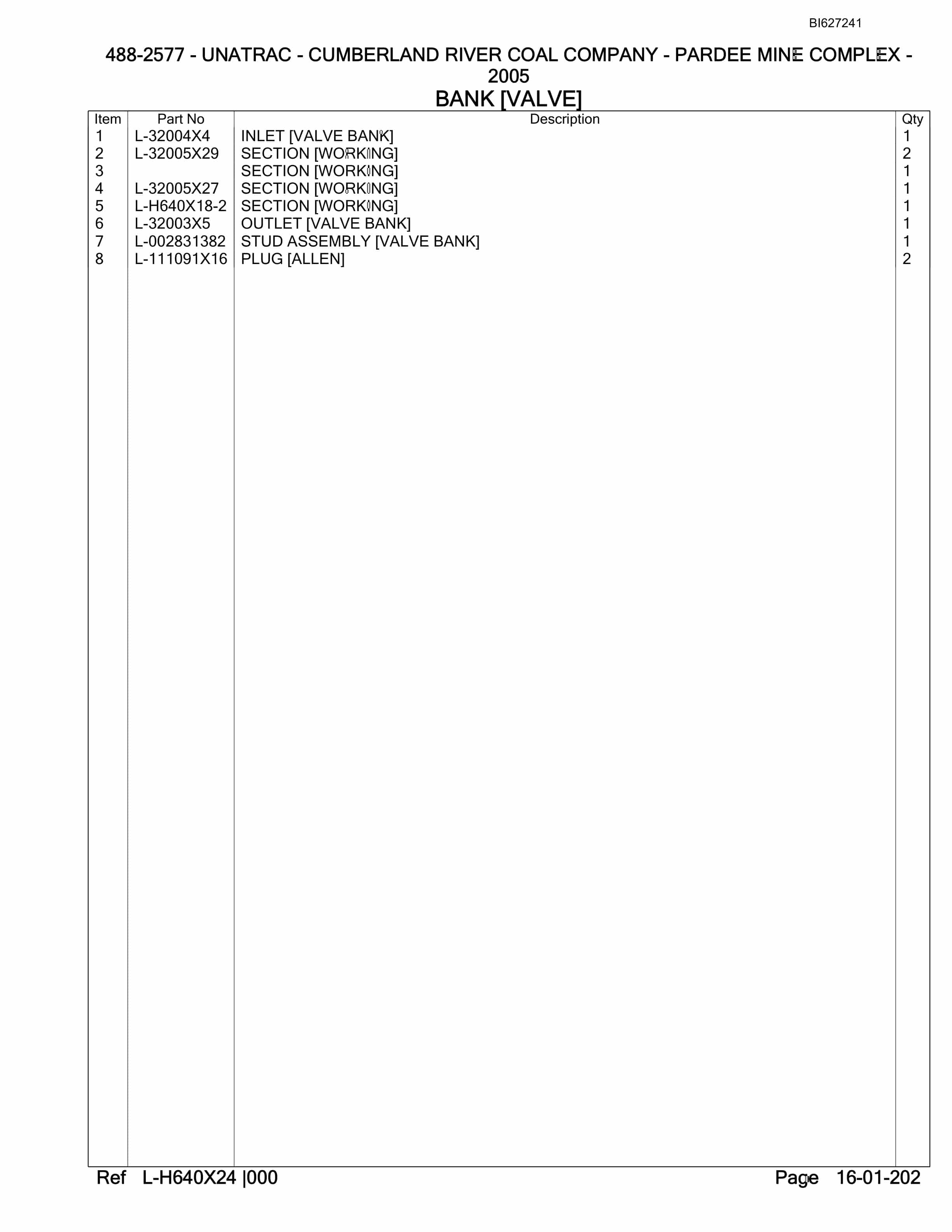 Bucyrus 488-2577 UN-A-TRAC Parts Catalog BI627241-3