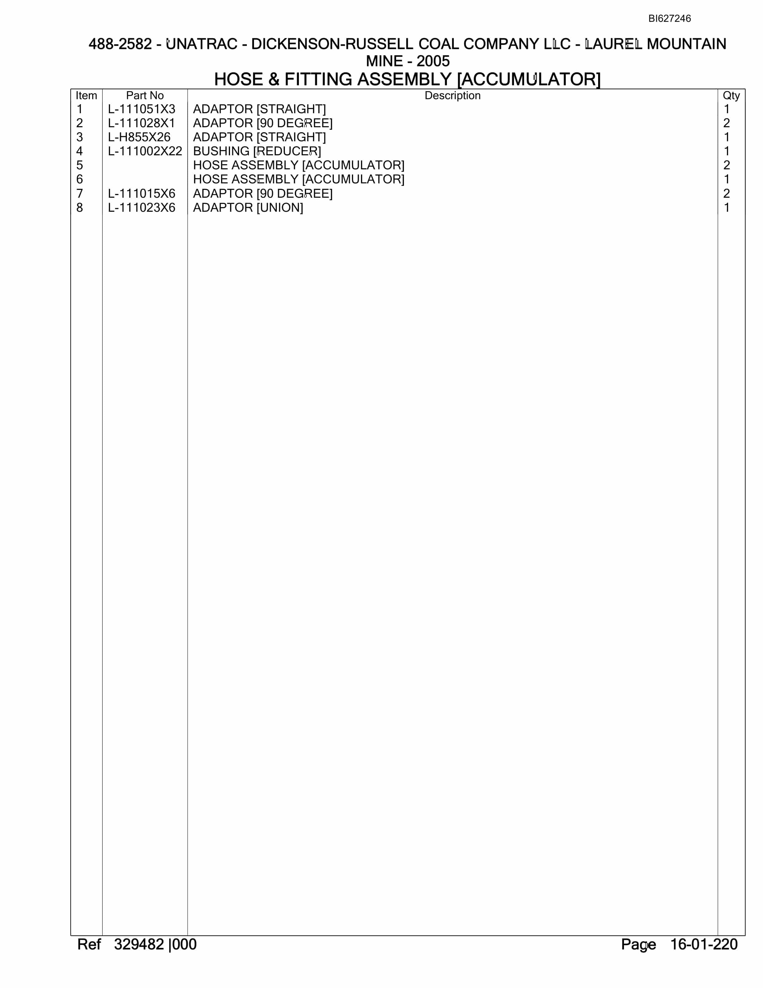 Bucyrus 488-2582 UN-A-TRAC Parts Catalog BI627246-4