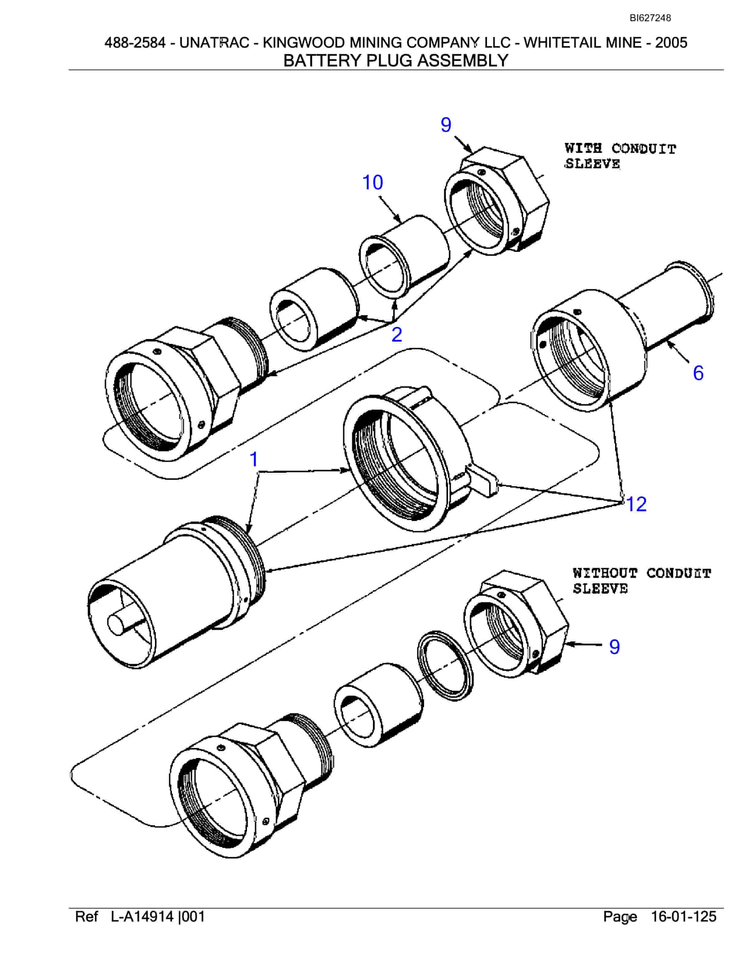 Bucyrus 488-2584 UN-A-TRAC Parts Catalog BI627248-2