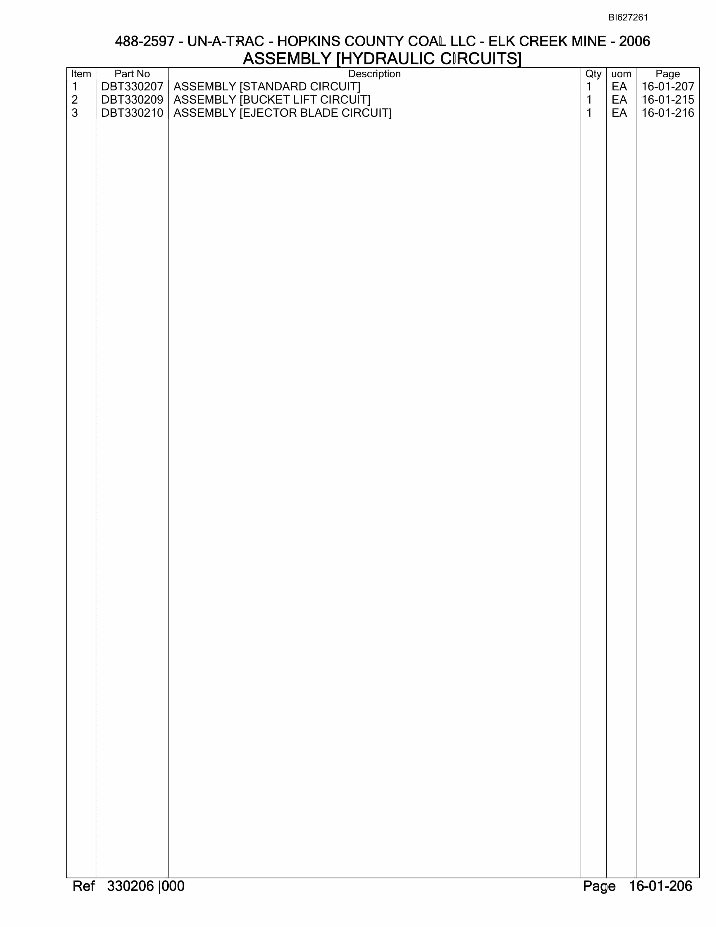 Bucyrus 488-2597 UN-A-TRAC Parts Catalog BI627261-5