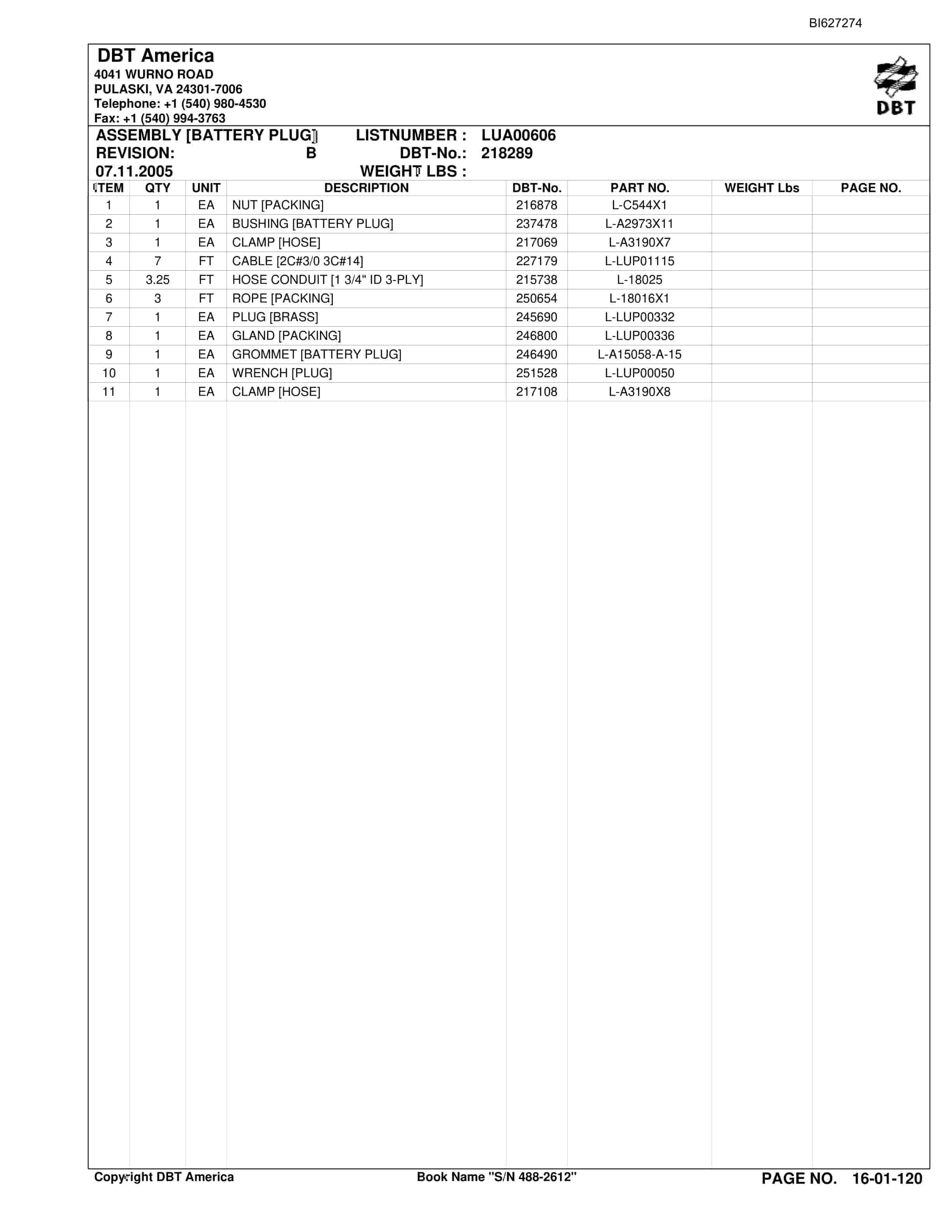 Bucyrus 488-2612 UN-A-TRAC Parts Catalog BI627274-2