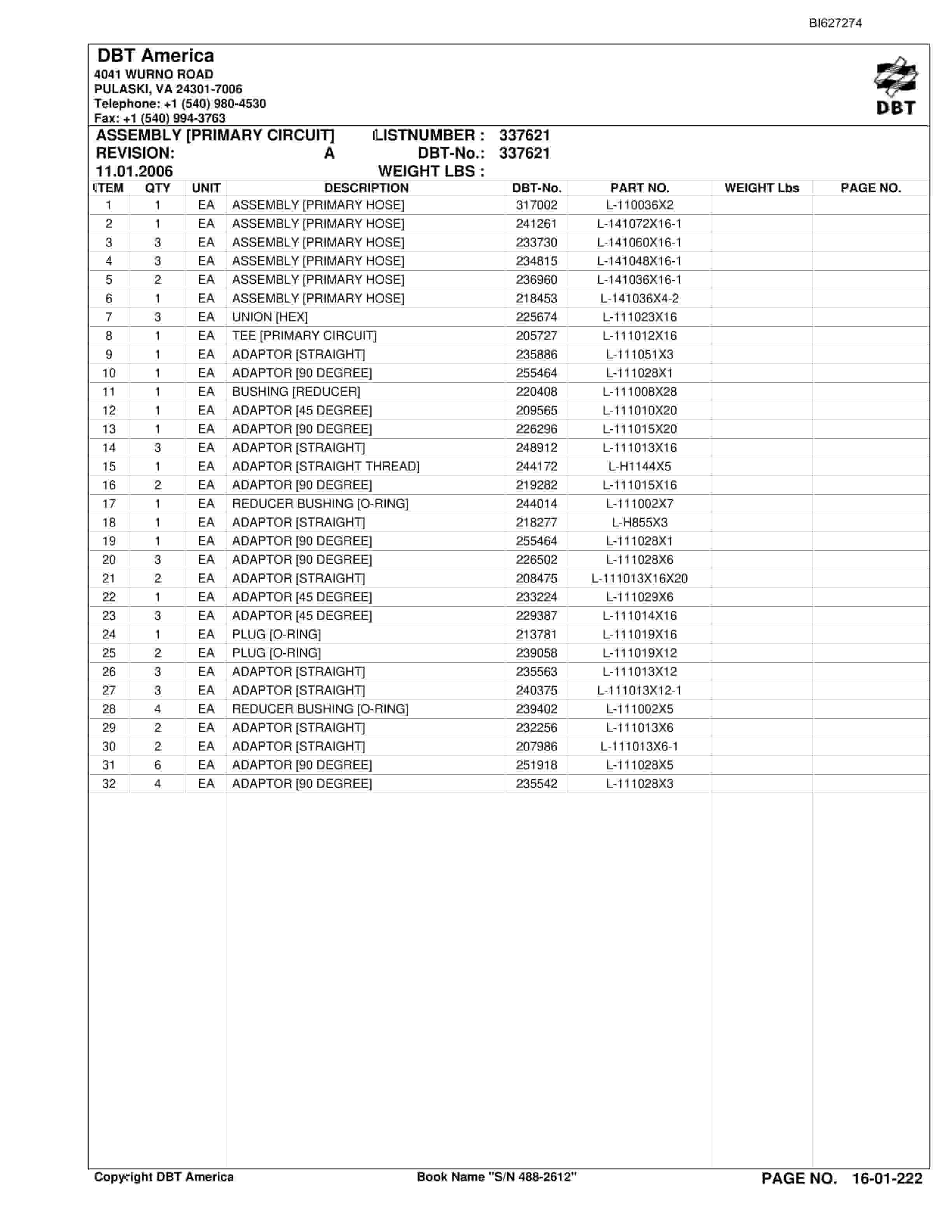 Bucyrus 488-2612 UN-A-TRAC Parts Catalog BI627274-4