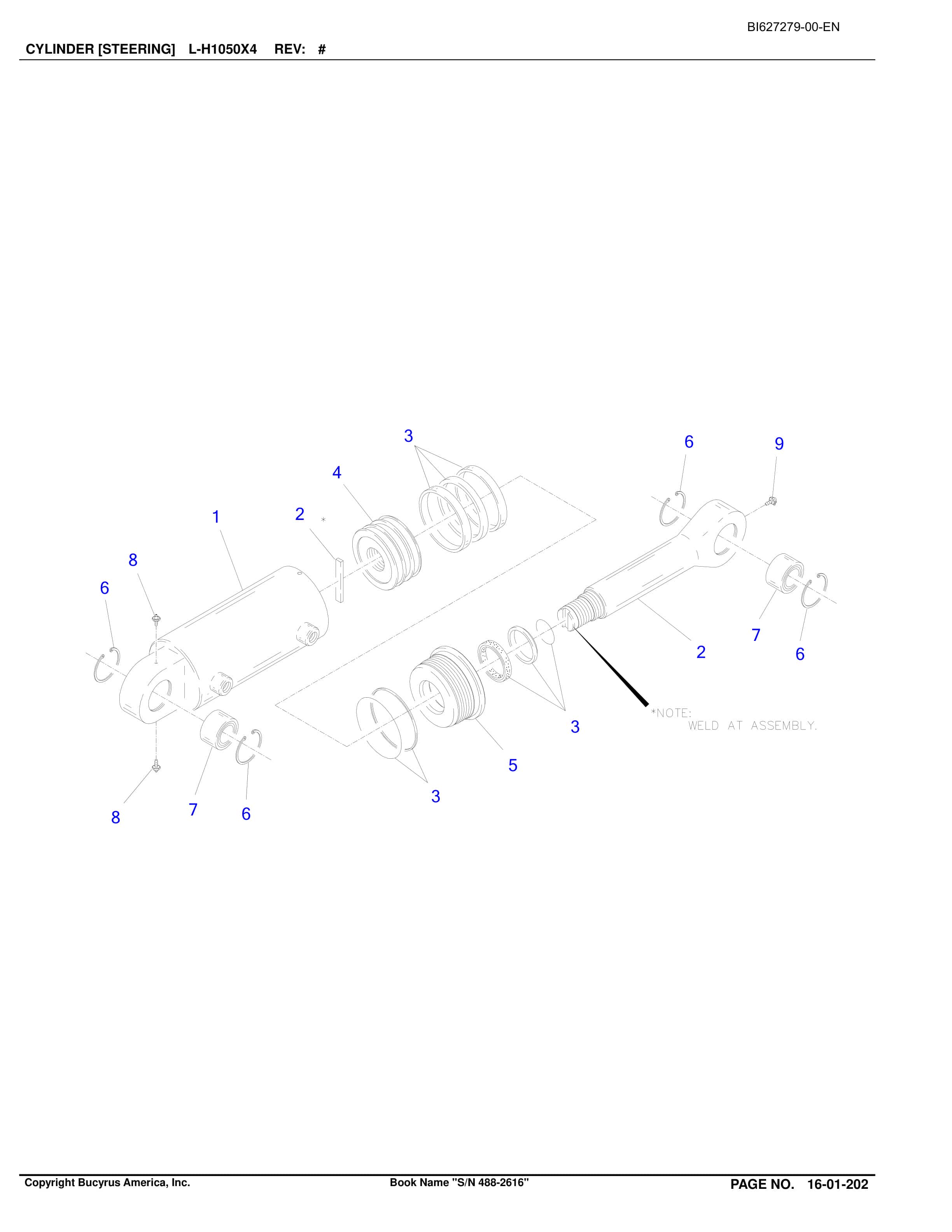 Bucyrus 488-2616 UN-A-TRAC Spare Parts List BI627279-4