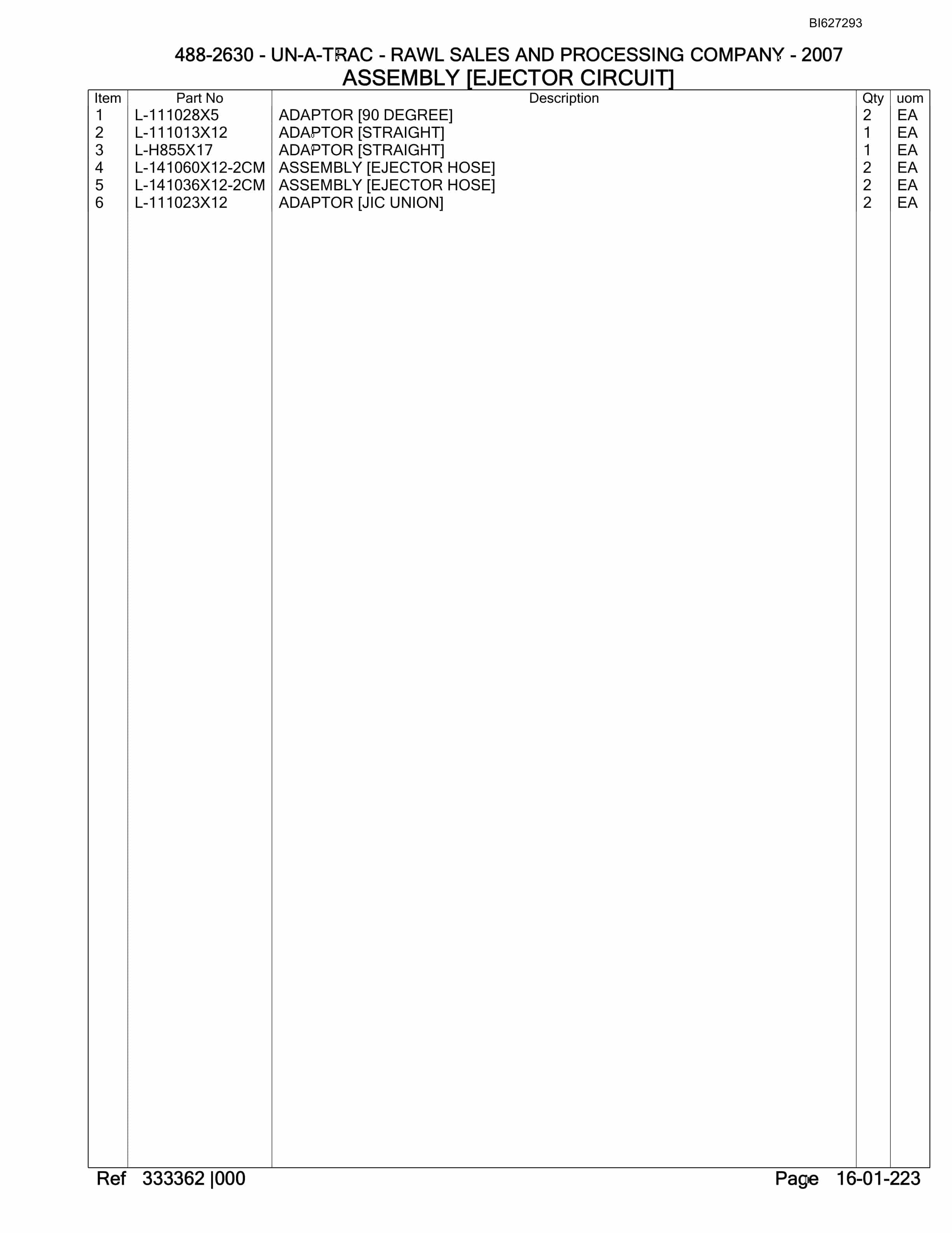 Bucyrus 488-2630 UN-A-TRAC Parts Catalog BI627293-5