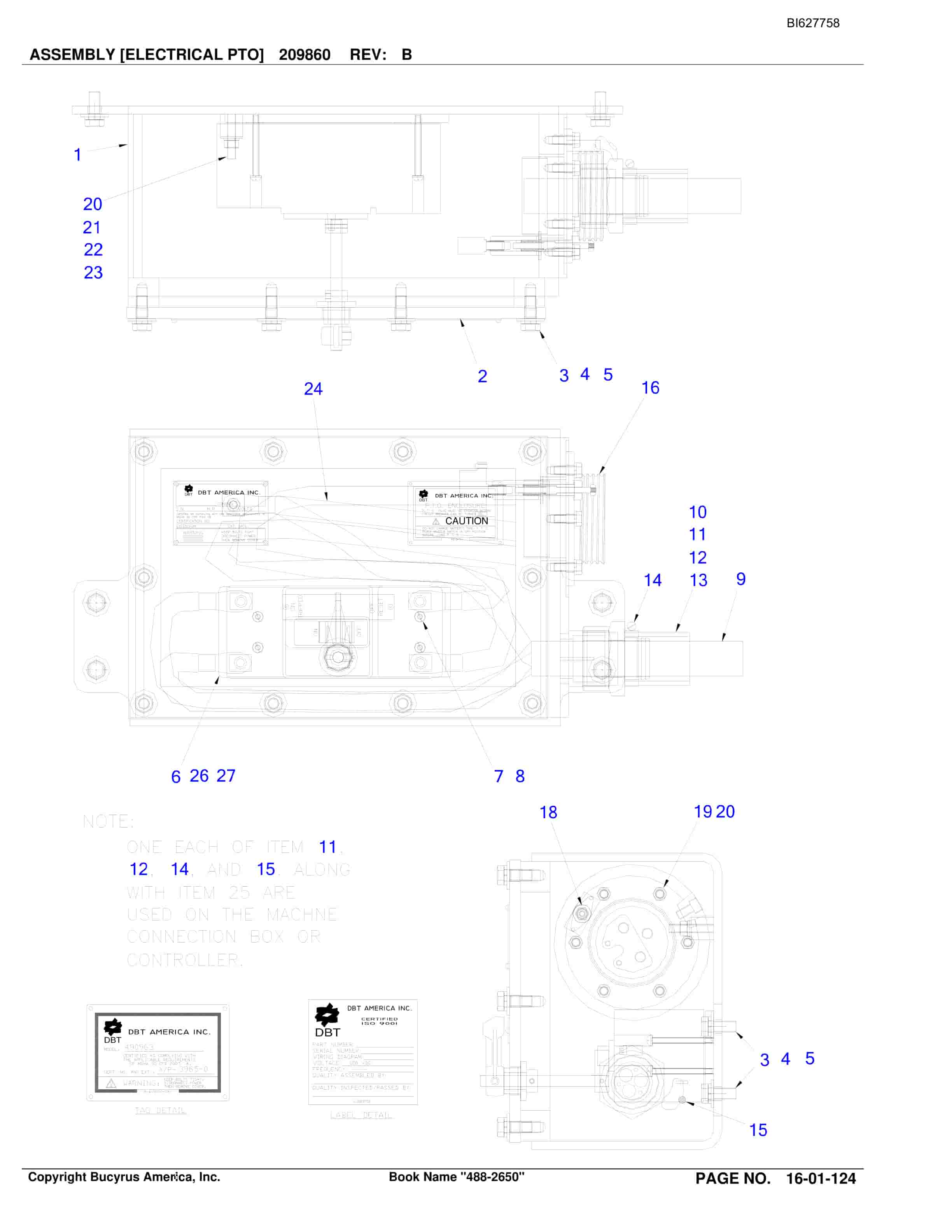 Bucyrus 488-2650 UN-A-TRAC Spare Parts List BI627758-2