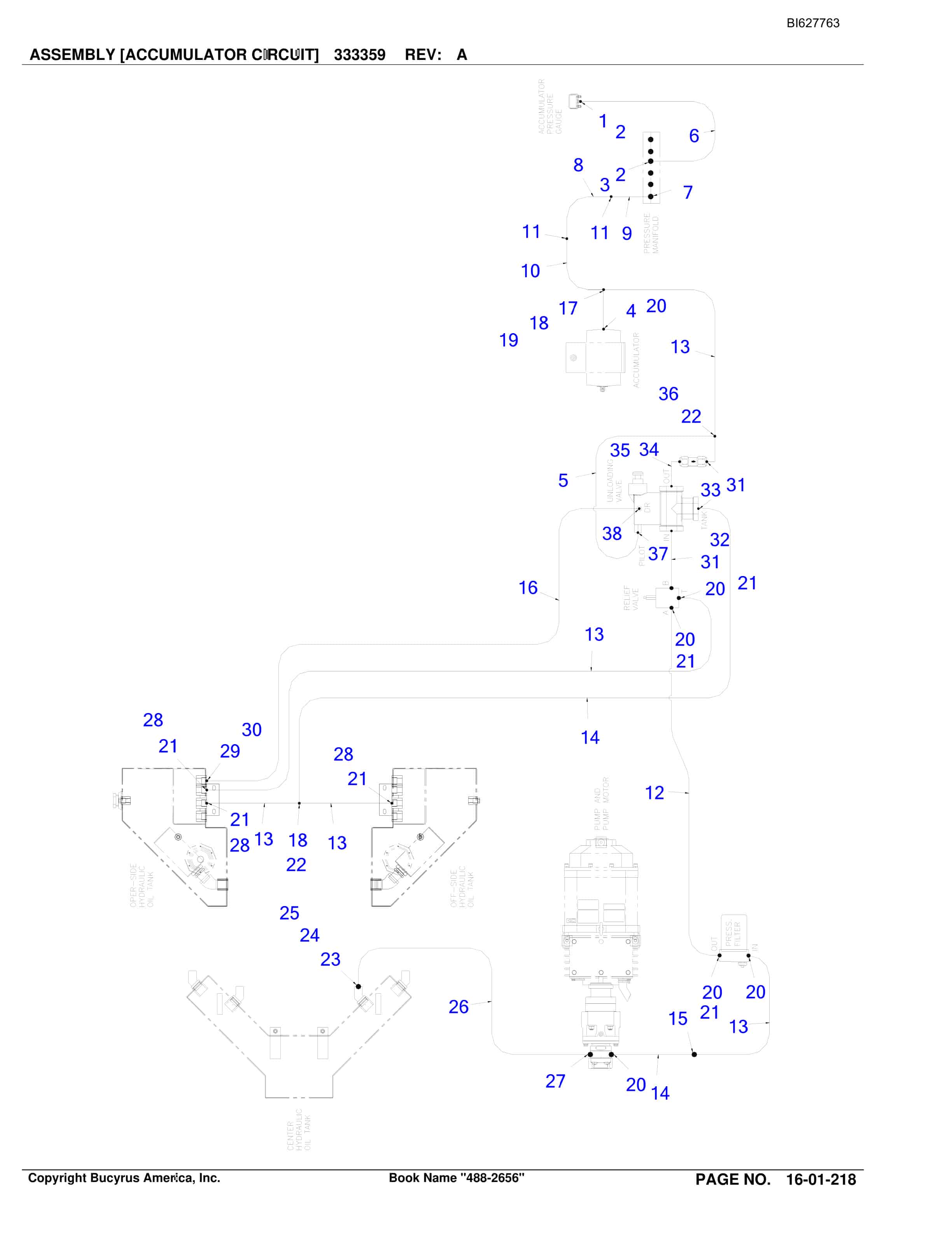 Bucyrus 488-2656 UN-A-TRAC Spare Parts List BI627763-3