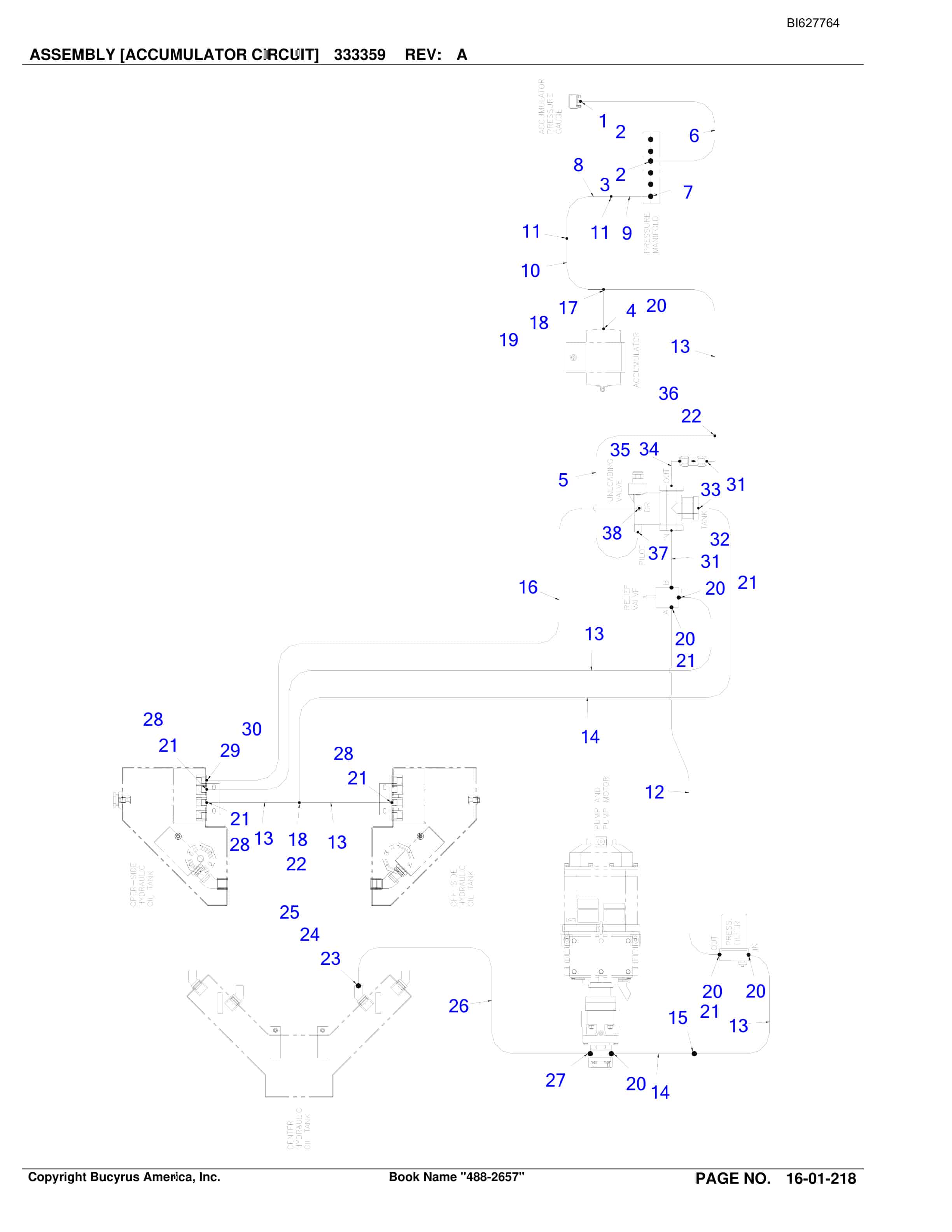 Bucyrus 488-2657 UN-A-TRAC Spare Parts List BI627764-3