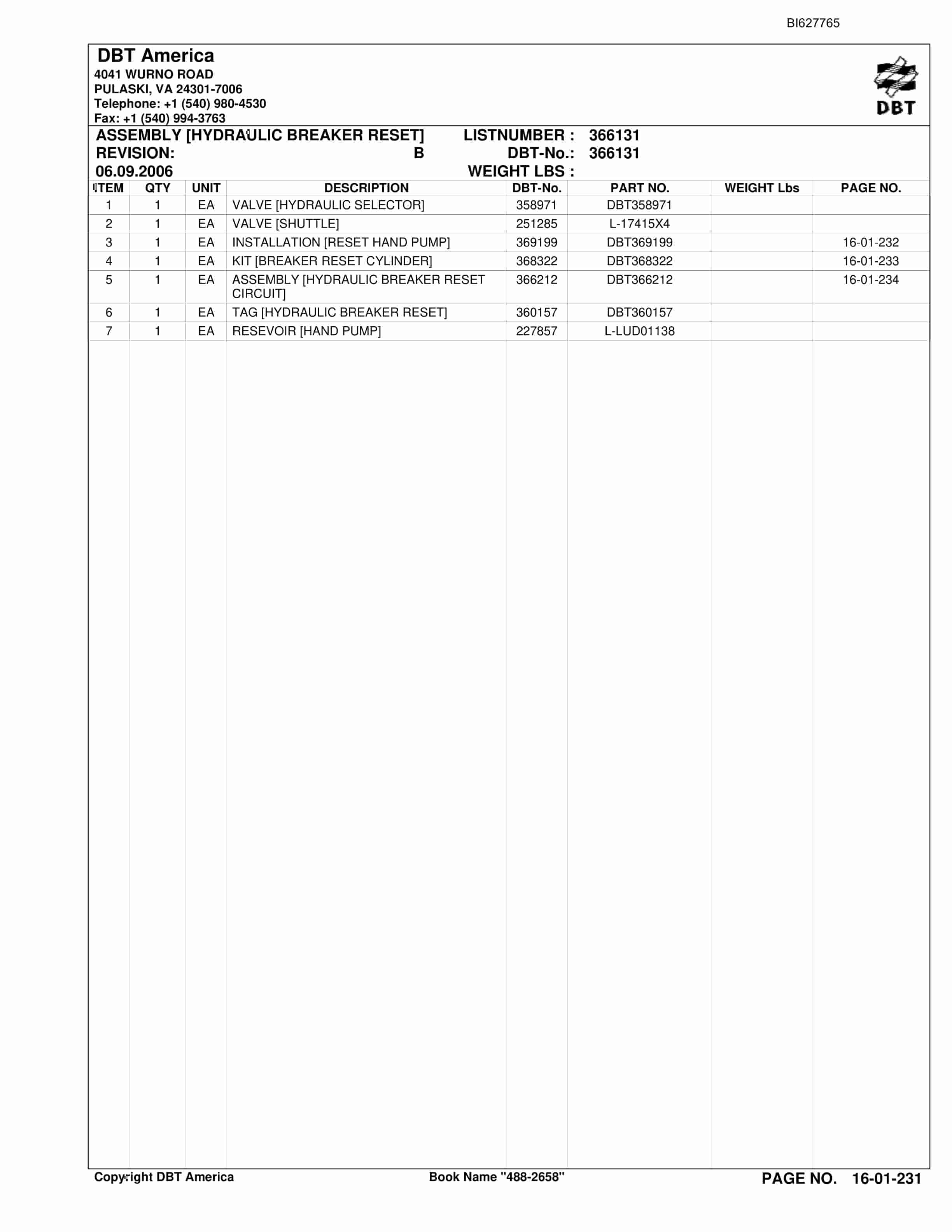 Bucyrus 488-2658 UN-A-TRAC Parts Catalog BI627765-5