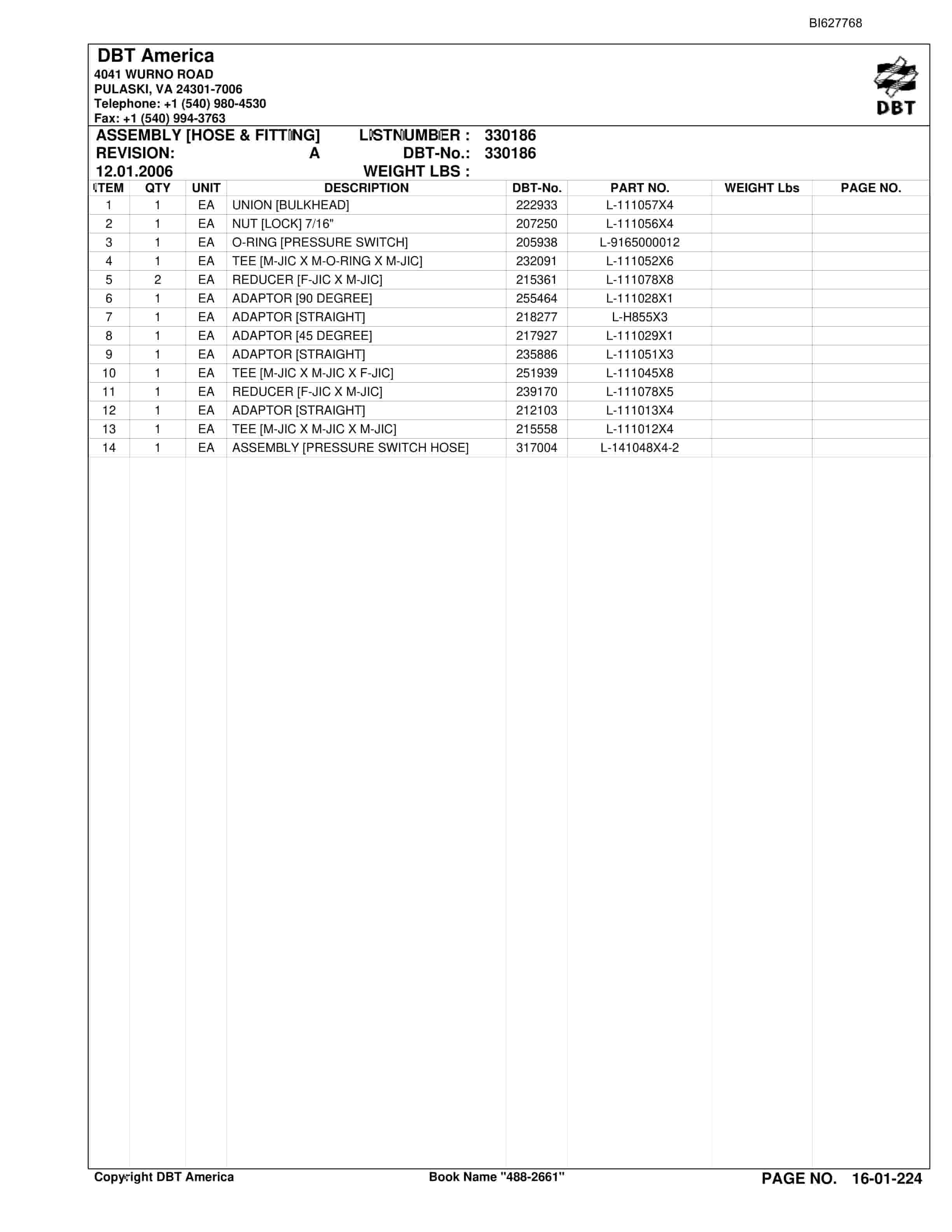 Bucyrus 488-2661 UN-A-TRAC Parts Catalog BI627768-4