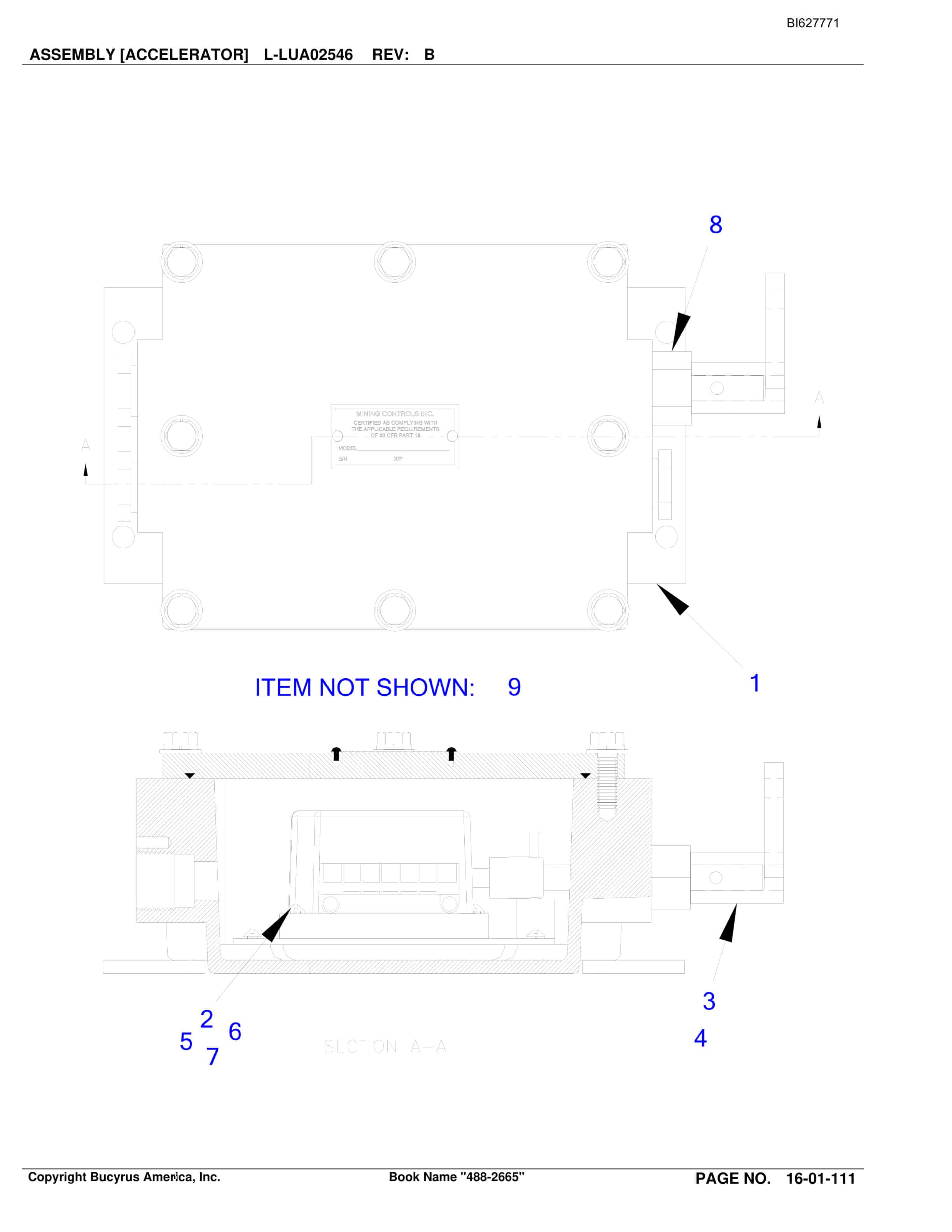 Bucyrus 488-2665 UN-A-TRAC Spare Parts List BI627771-2
