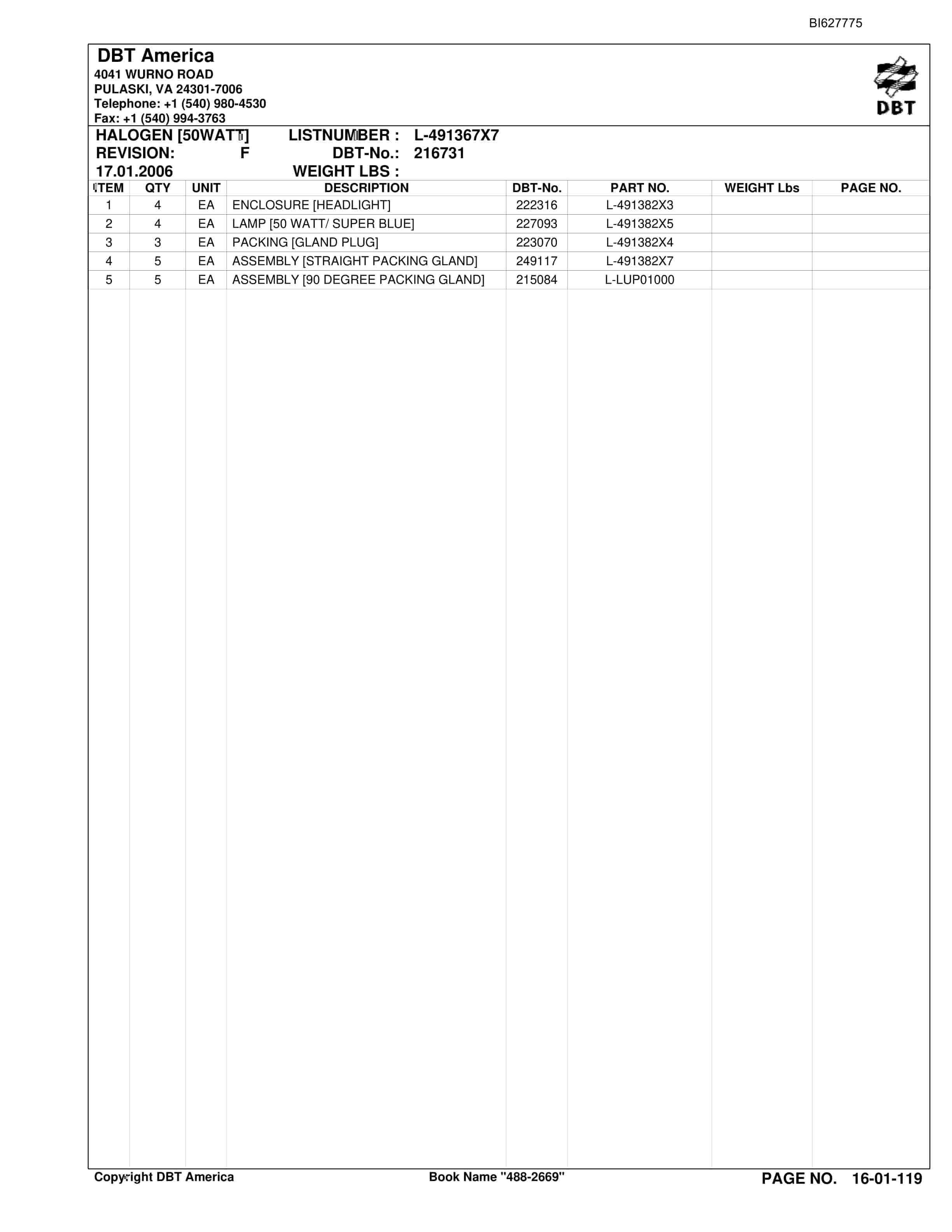 Bucyrus 488-2669 UN-A-TRAC Parts Catalog BI627775-3