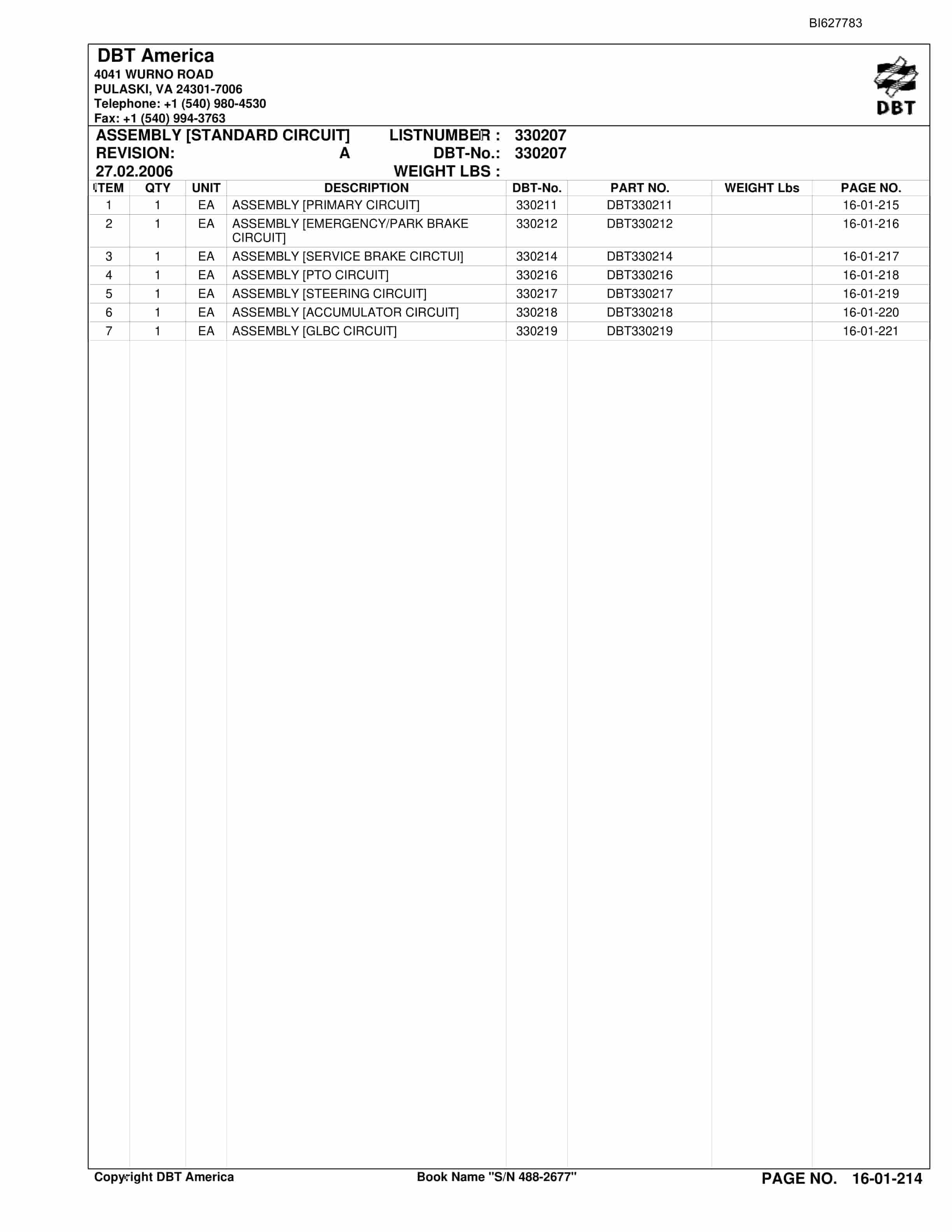 Bucyrus 488-2677 UN-A-TRAC Parts Catalog BI627783-4