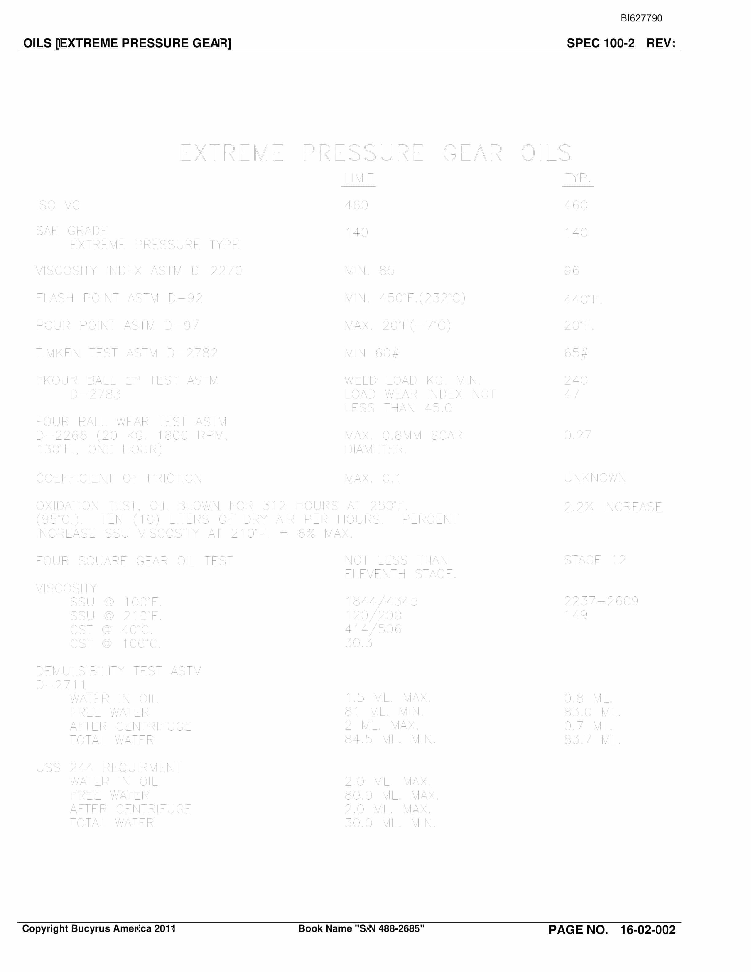 Bucyrus 488-2685 UN-A-TRAC Spare Parts List BI627790-5