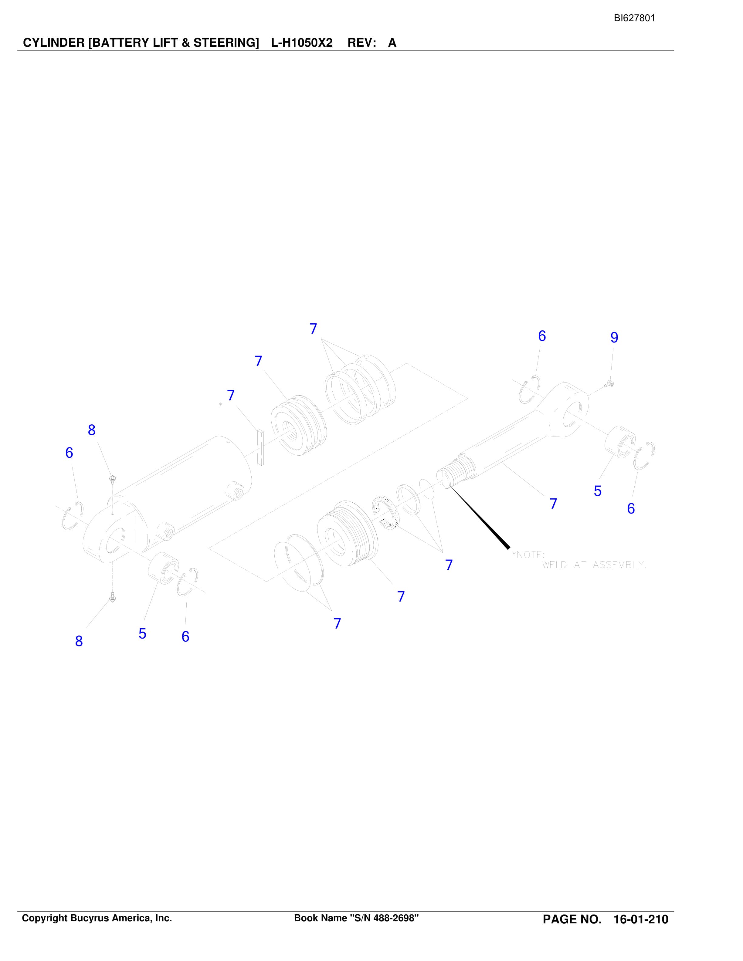 Bucyrus 488-2698 UN-A-TRAC Spare Parts List BI627801-3