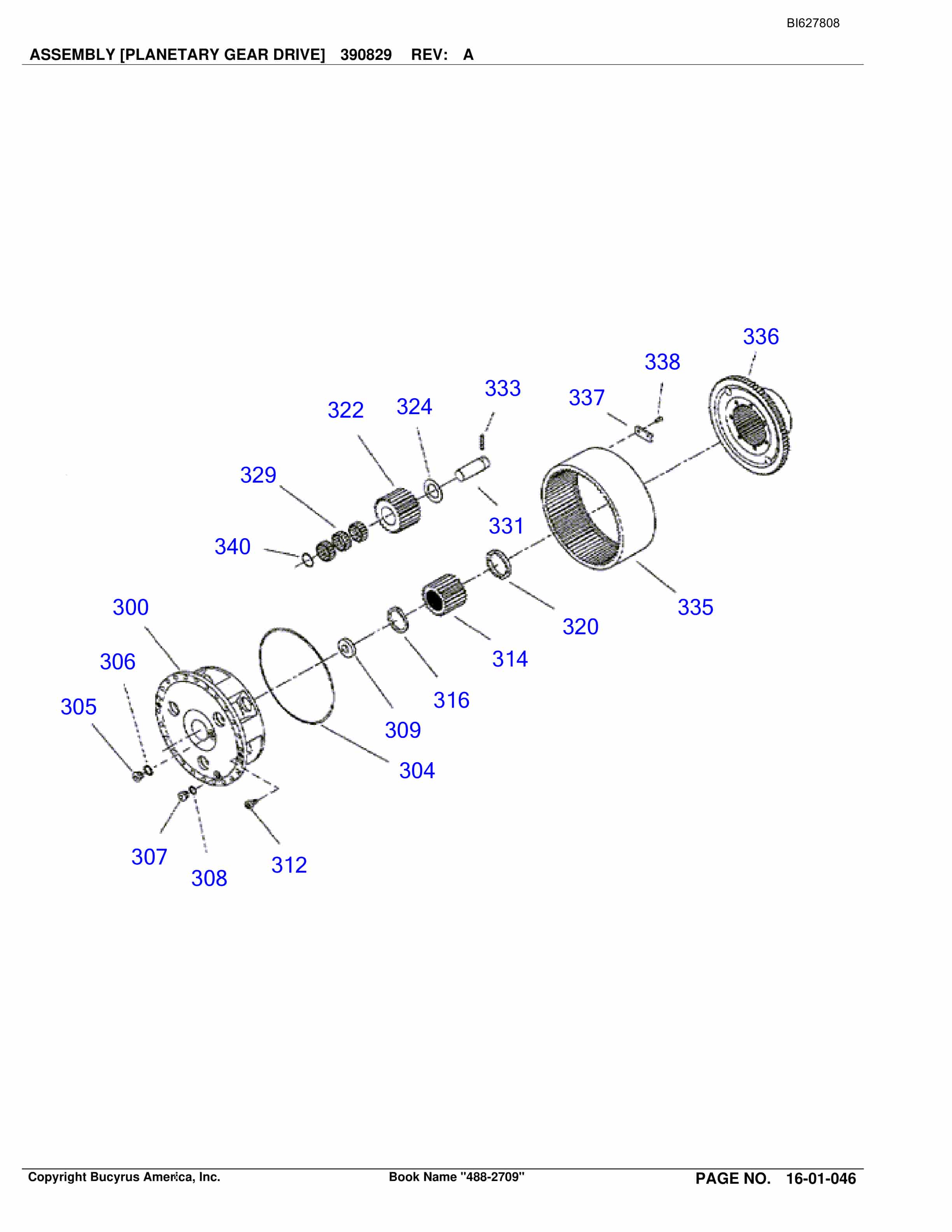 Bucyrus 488-2709 UN-A-TRAC Spare Parts List BI627808-2