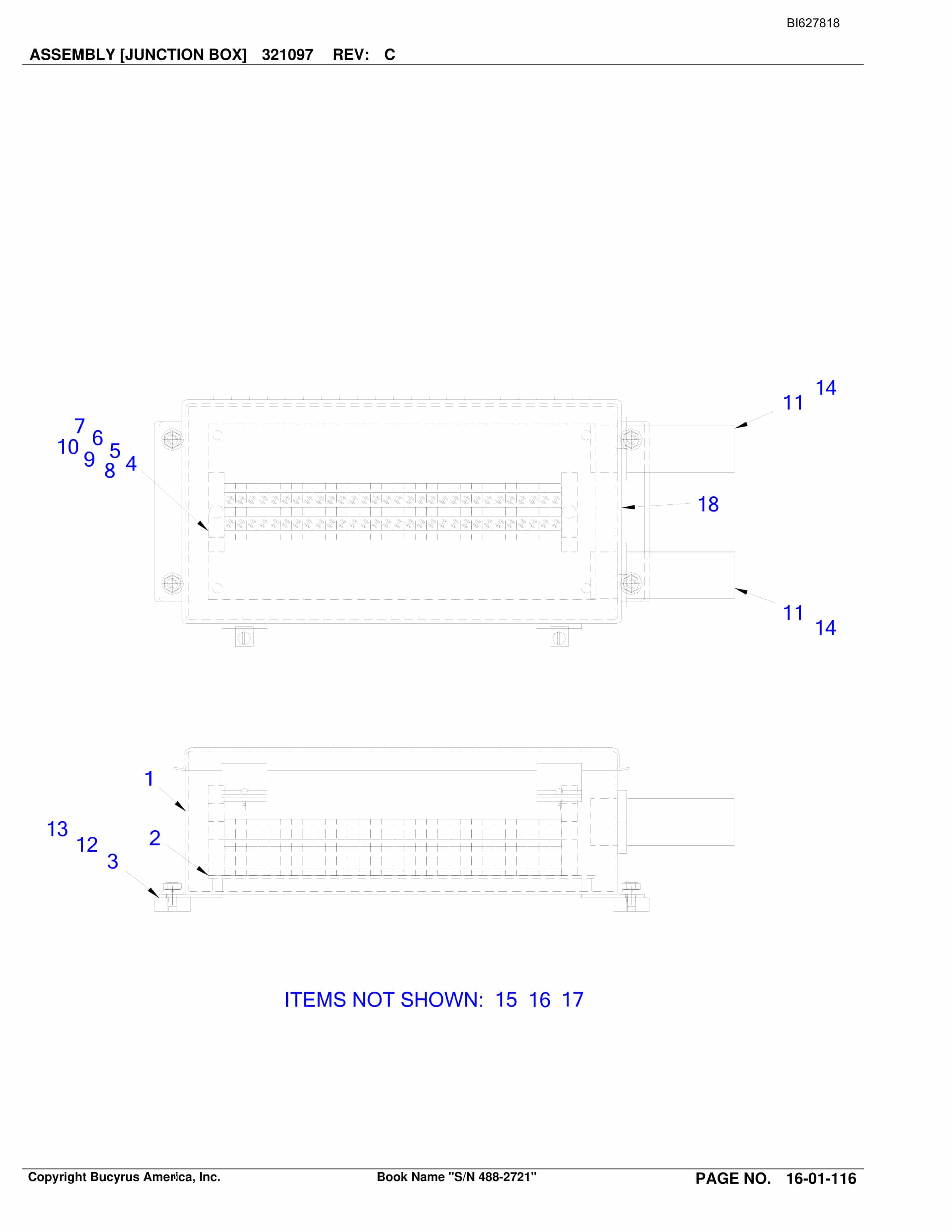 Bucyrus 488-2721 UN-A-TRAC Spare Parts List BI627818-2