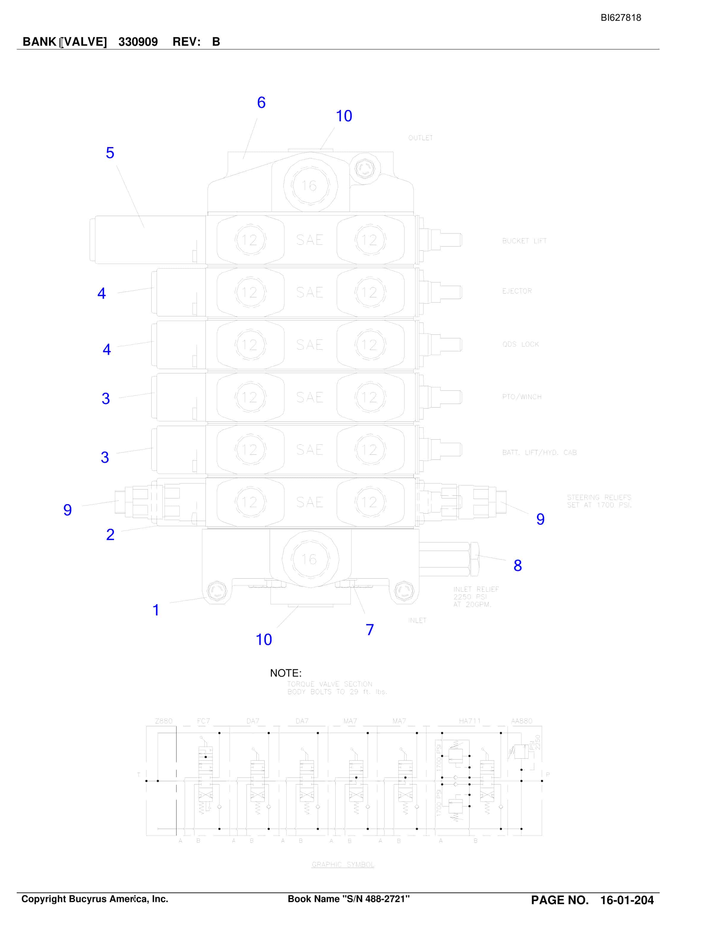 Bucyrus 488-2721 UN-A-TRAC Spare Parts List BI627818-3