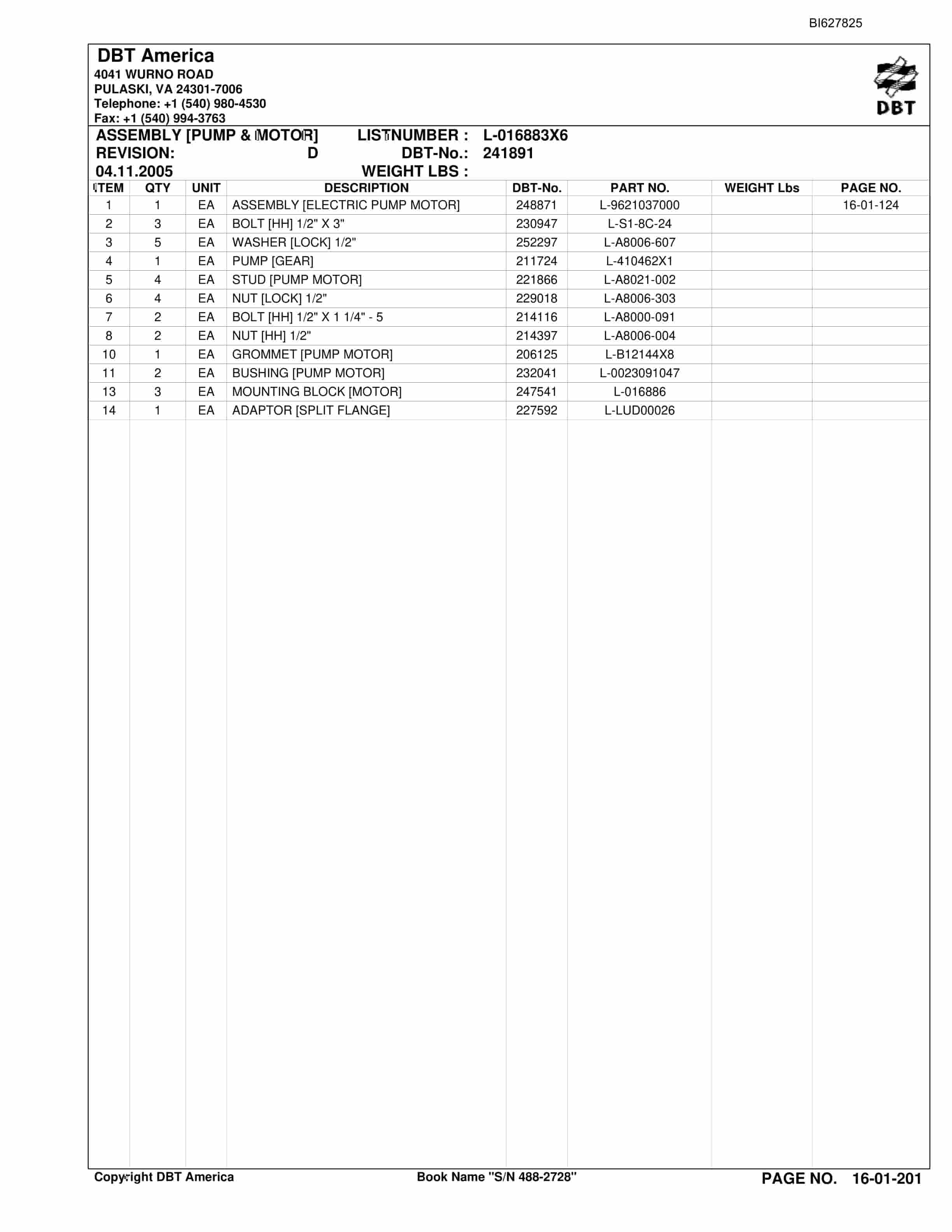 Bucyrus 488-2728 UN-A-TRAC Parts Catalog BI627825-3