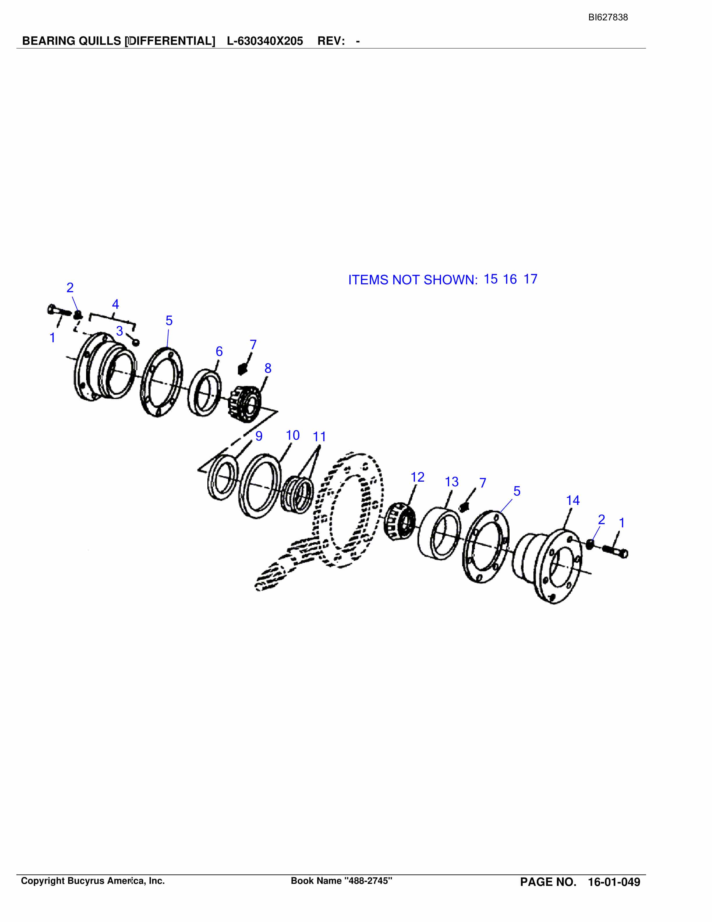 Bucyrus 488-2745 UN-A-TRAC Spare Parts List BI627838-2