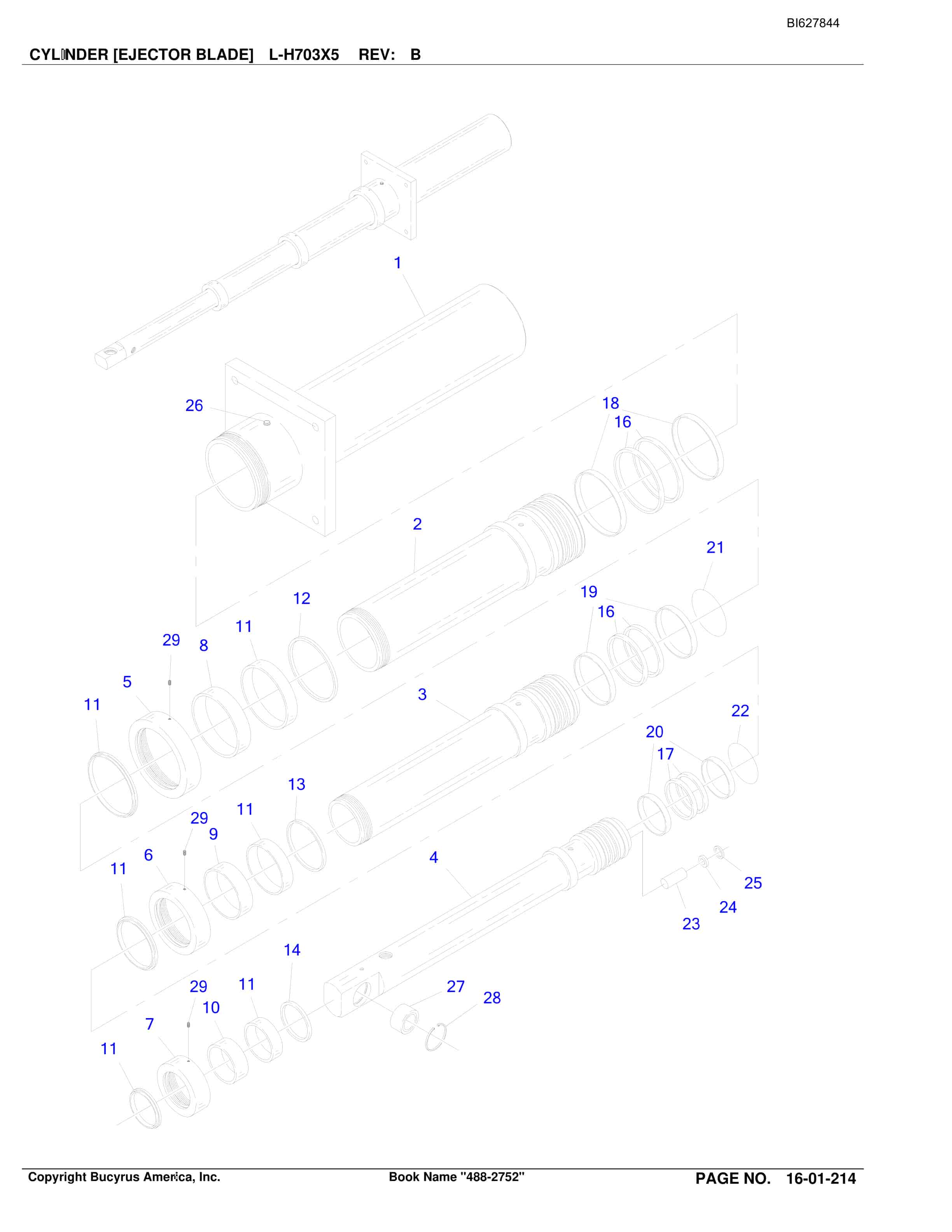 Bucyrus 488-2752 UN-A-TRAC Spare Parts List BI627844-5