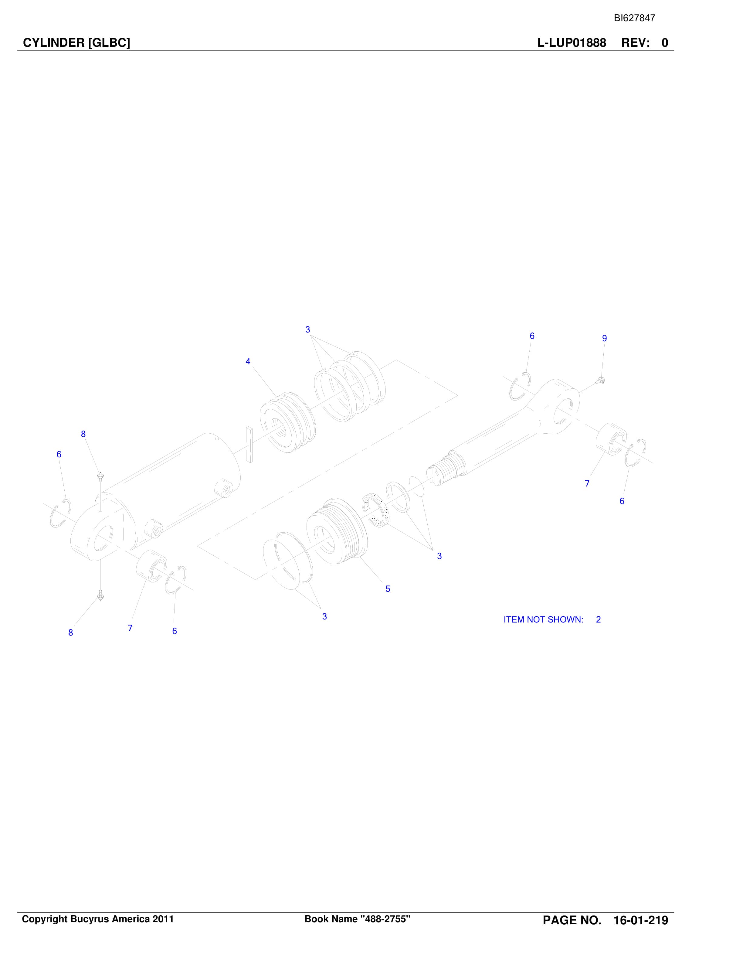 Bucyrus 488-2755 UN-A-TRAC Spare Parts List BI627847-4