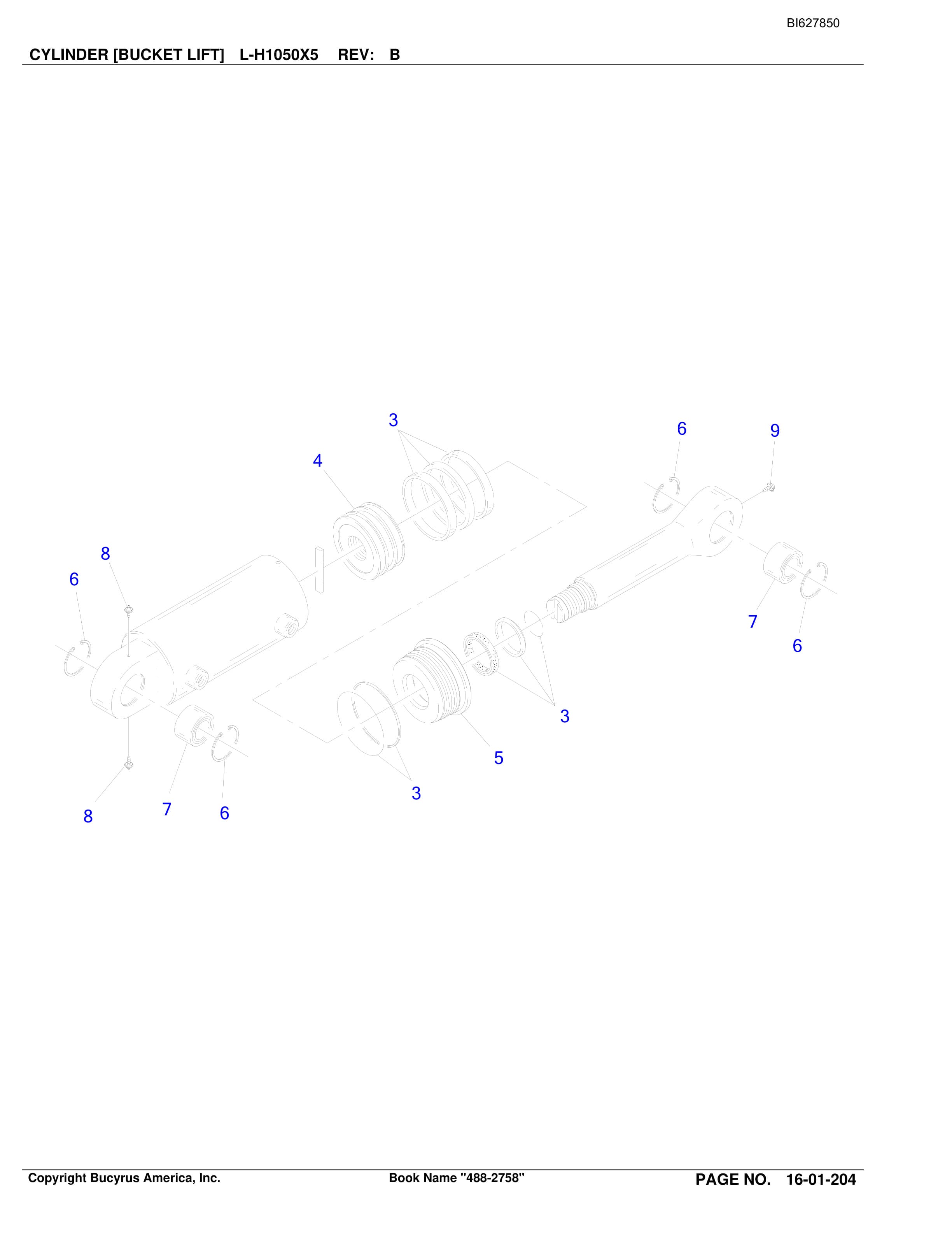 Bucyrus 488-2758 UN-A-TRAC Spare Parts List BI627850-3