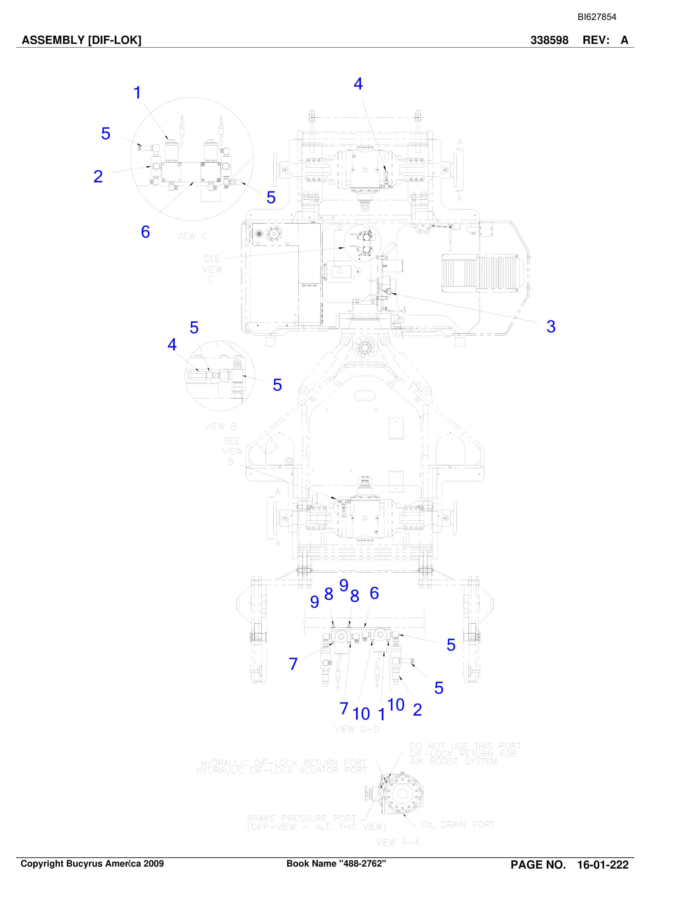 Bucyrus 488-2762 UN-A-TRAC Spare Parts List BI627854-5