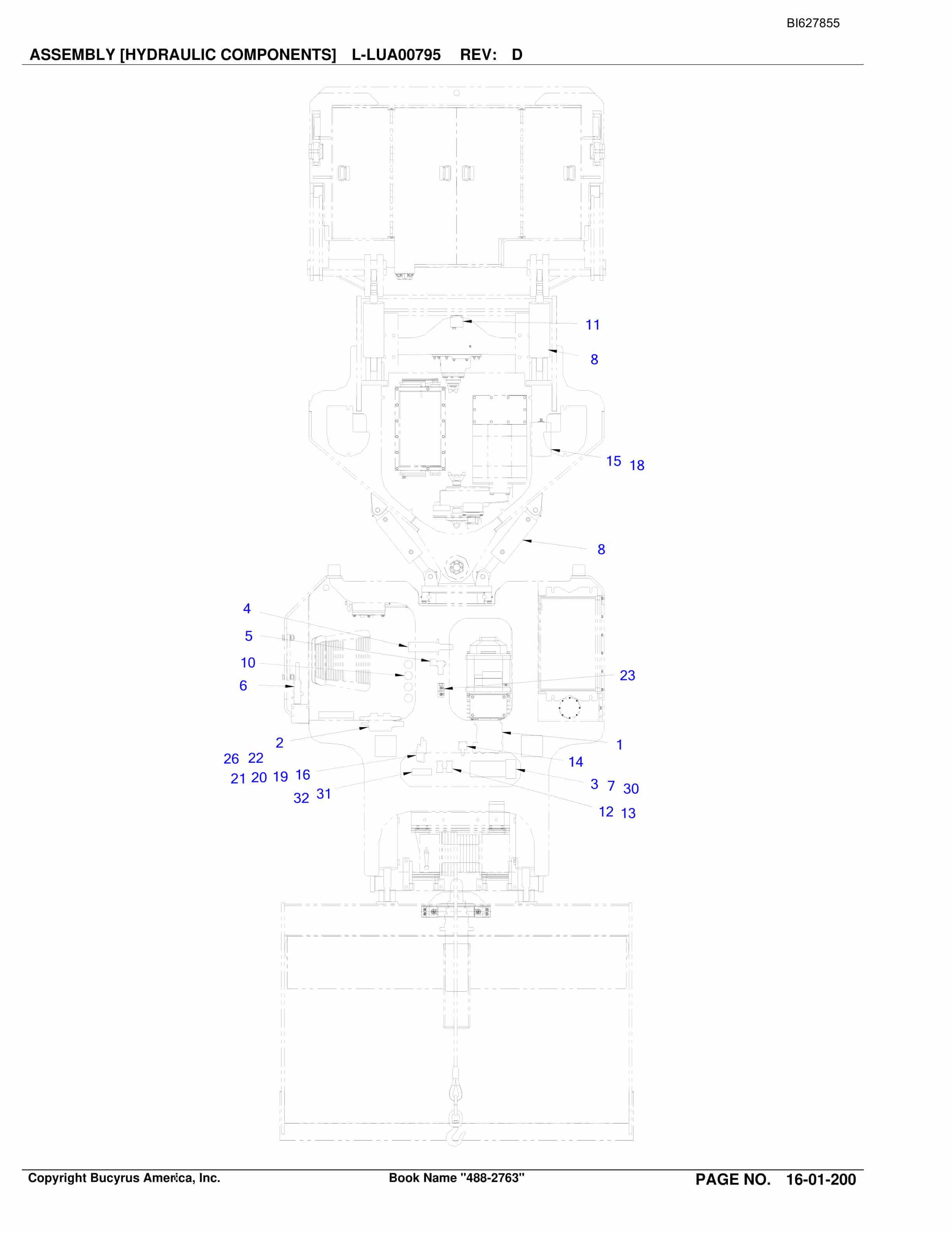 Bucyrus 488-2763 UN-A-TRAC Spare Parts List BI627855-4