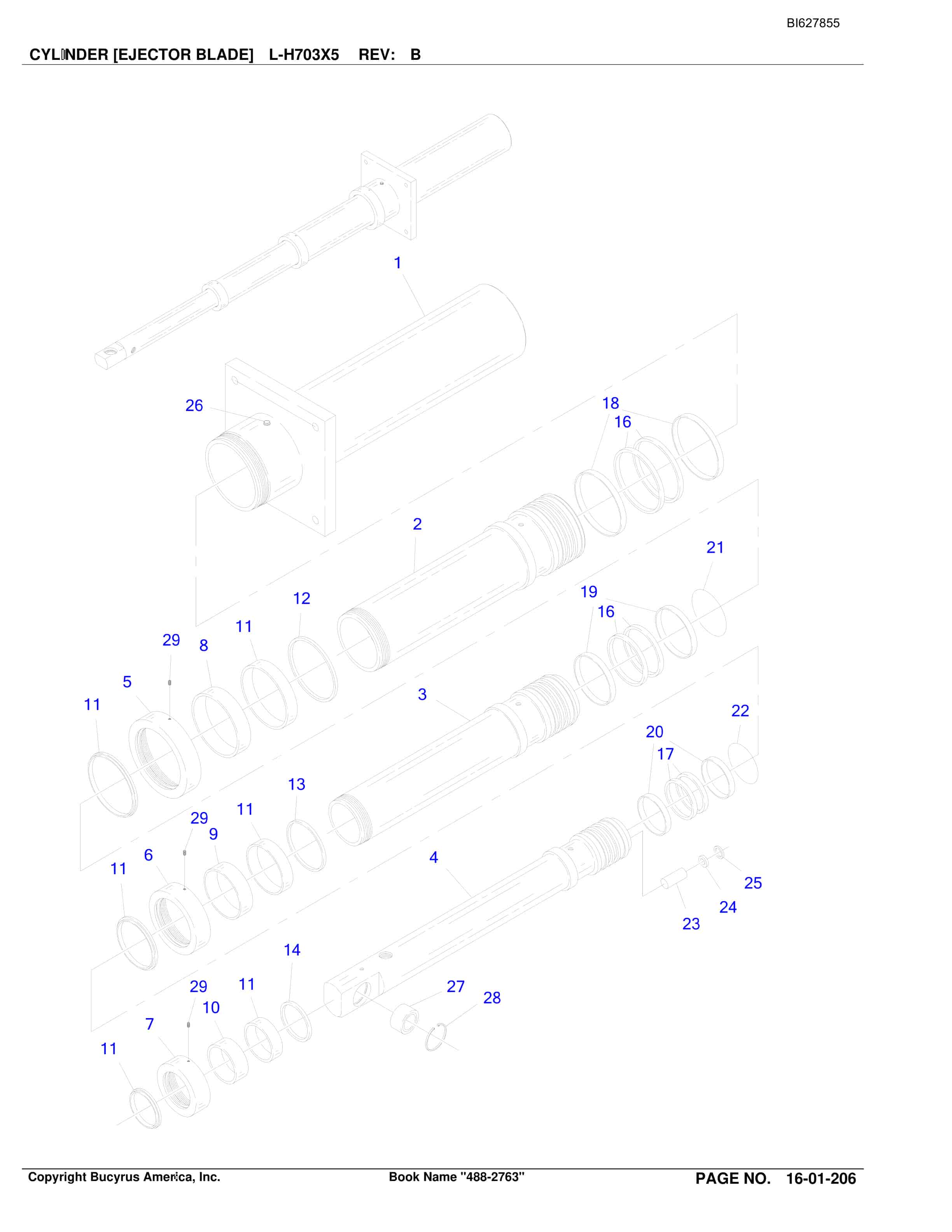 Bucyrus 488-2763 UN-A-TRAC Spare Parts List BI627855-5
