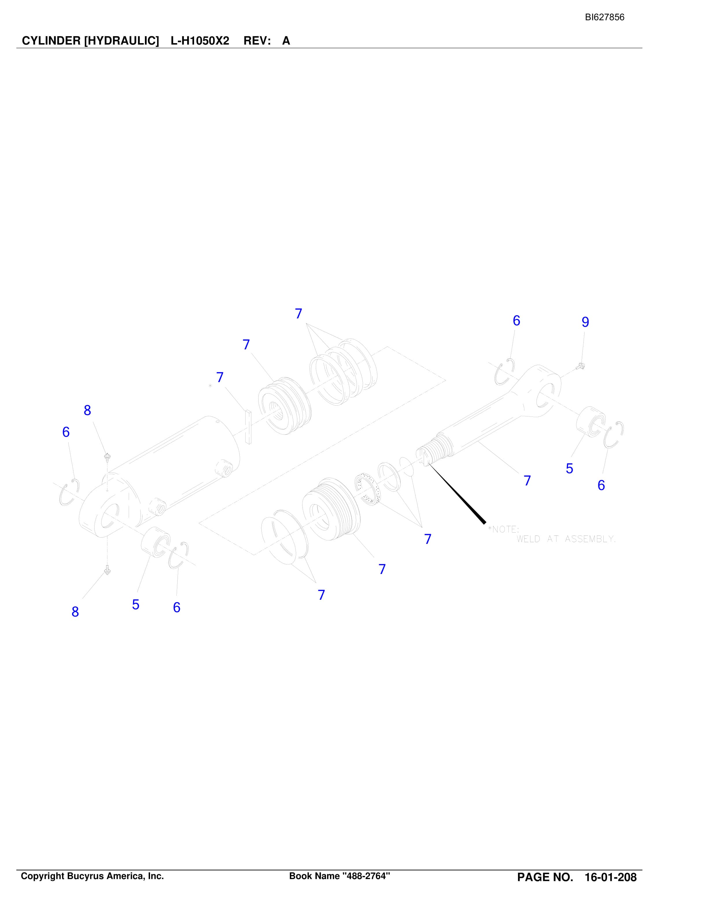 Bucyrus 488-2764 UN-A-TRAC Spare Parts List BI627856-3