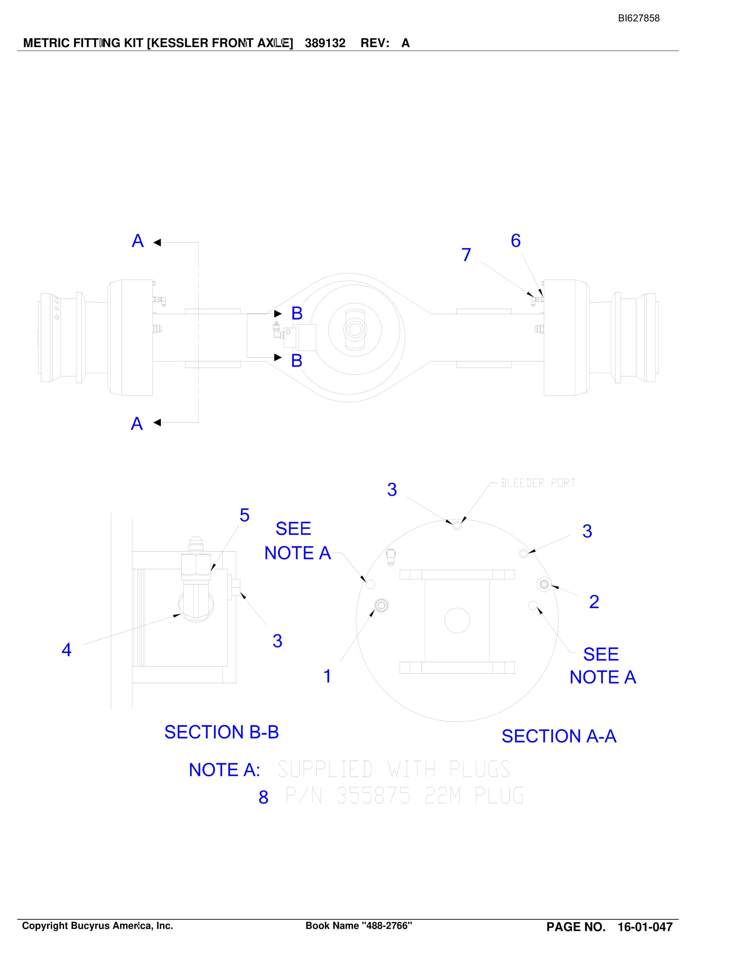 Bucyrus 488-2766 UN-A-TRAC Spare Parts List BI627858-2