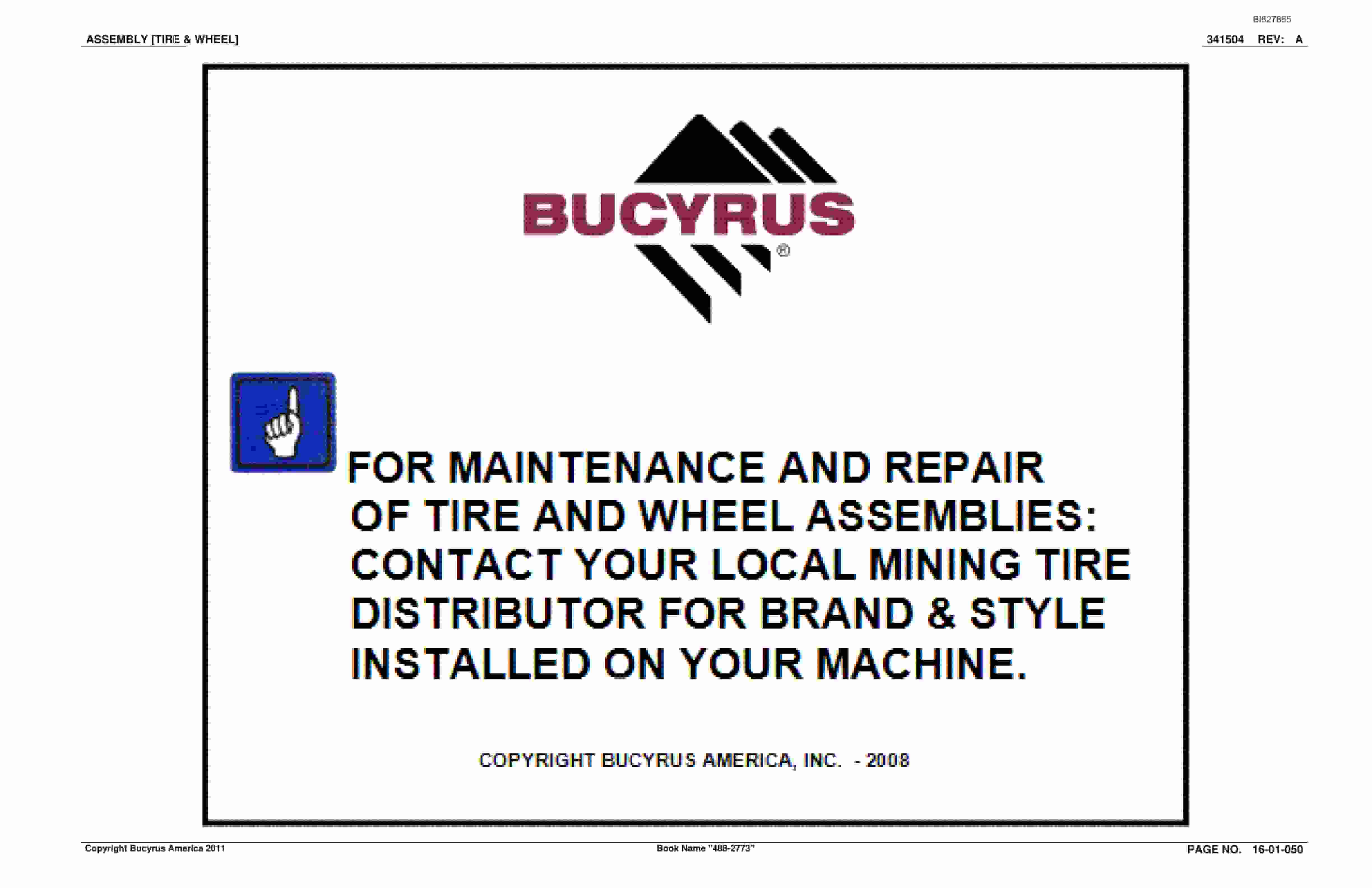 Bucyrus 488-2773 UN-A-TRAC Spare Parts List BI627865-2