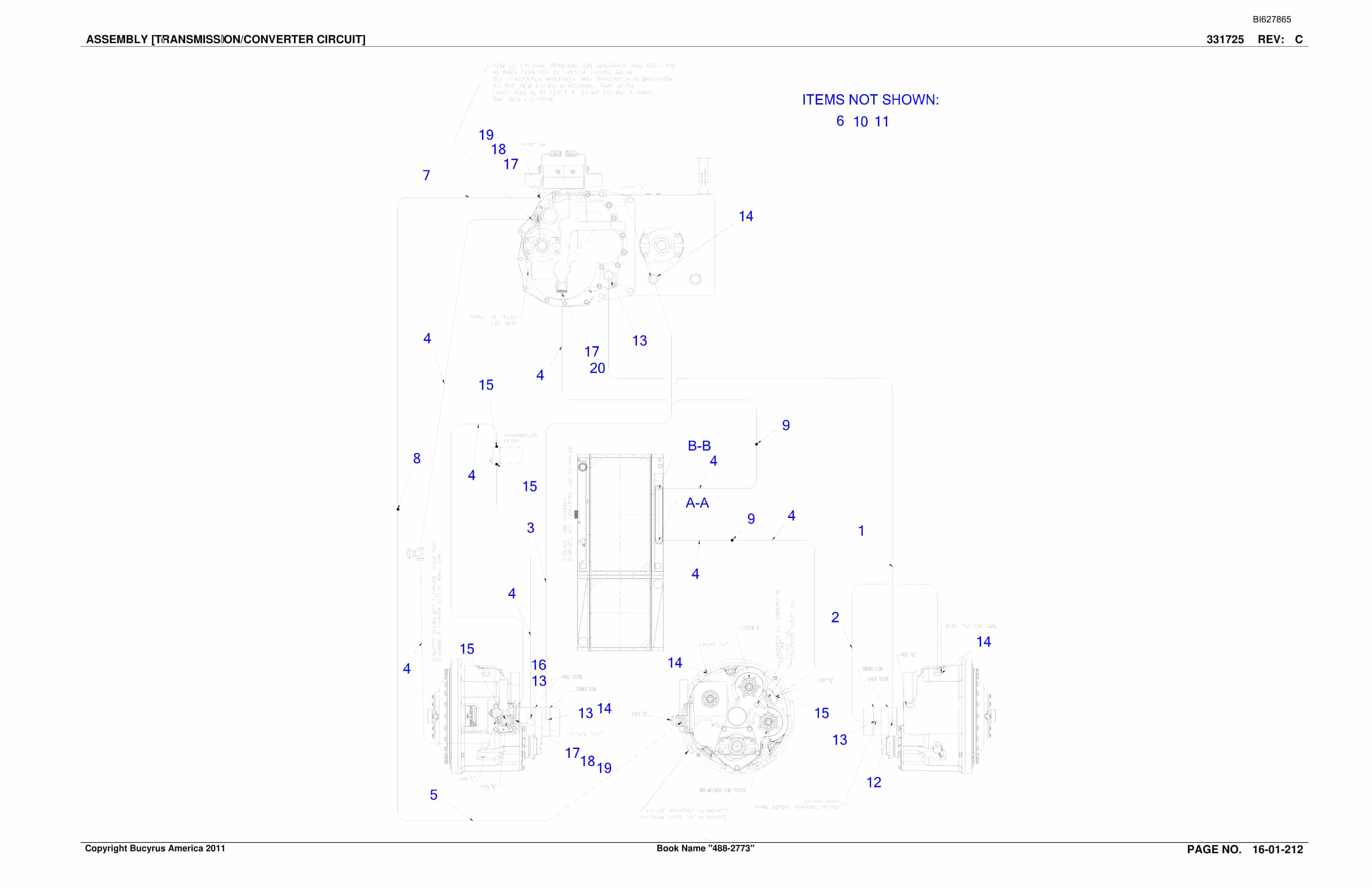 Bucyrus 488-2773 UN-A-TRAC Spare Parts List BI627865-5