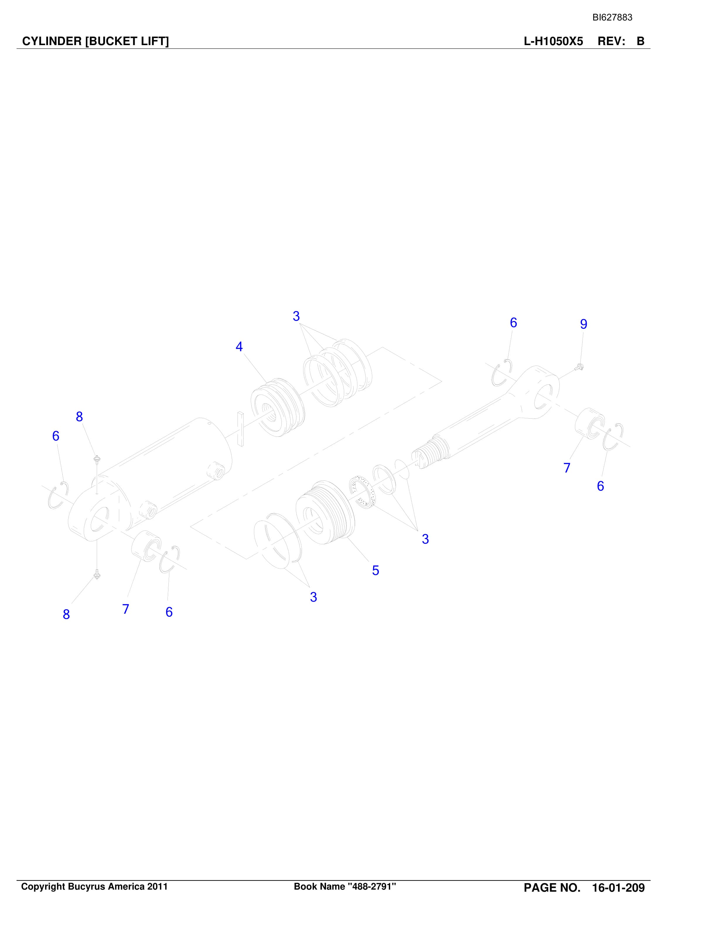 Bucyrus 488-2791 UN-A-TRAC Spare Parts List BI627883-3