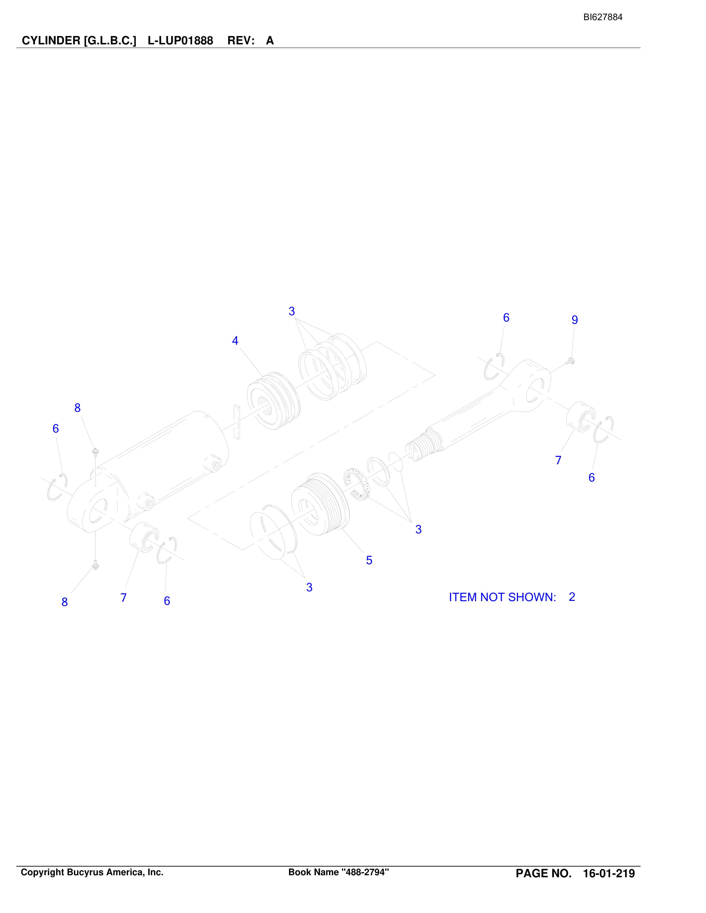 Bucyrus 488-2794 UN-A-TRAC Spare Parts List BI627884-4