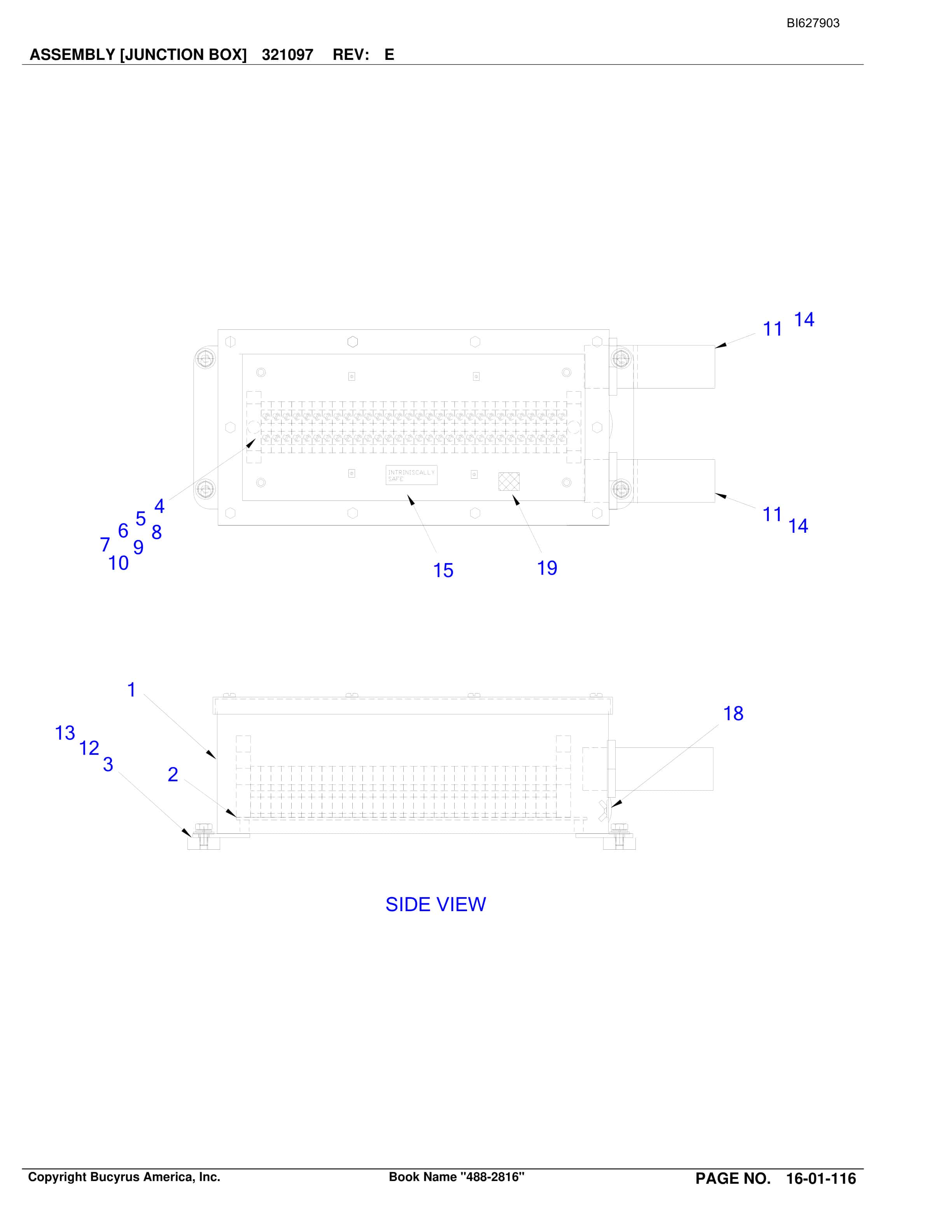 Bucyrus 488-2816 UN-A-TRAC Spare Parts List BI627903-2
