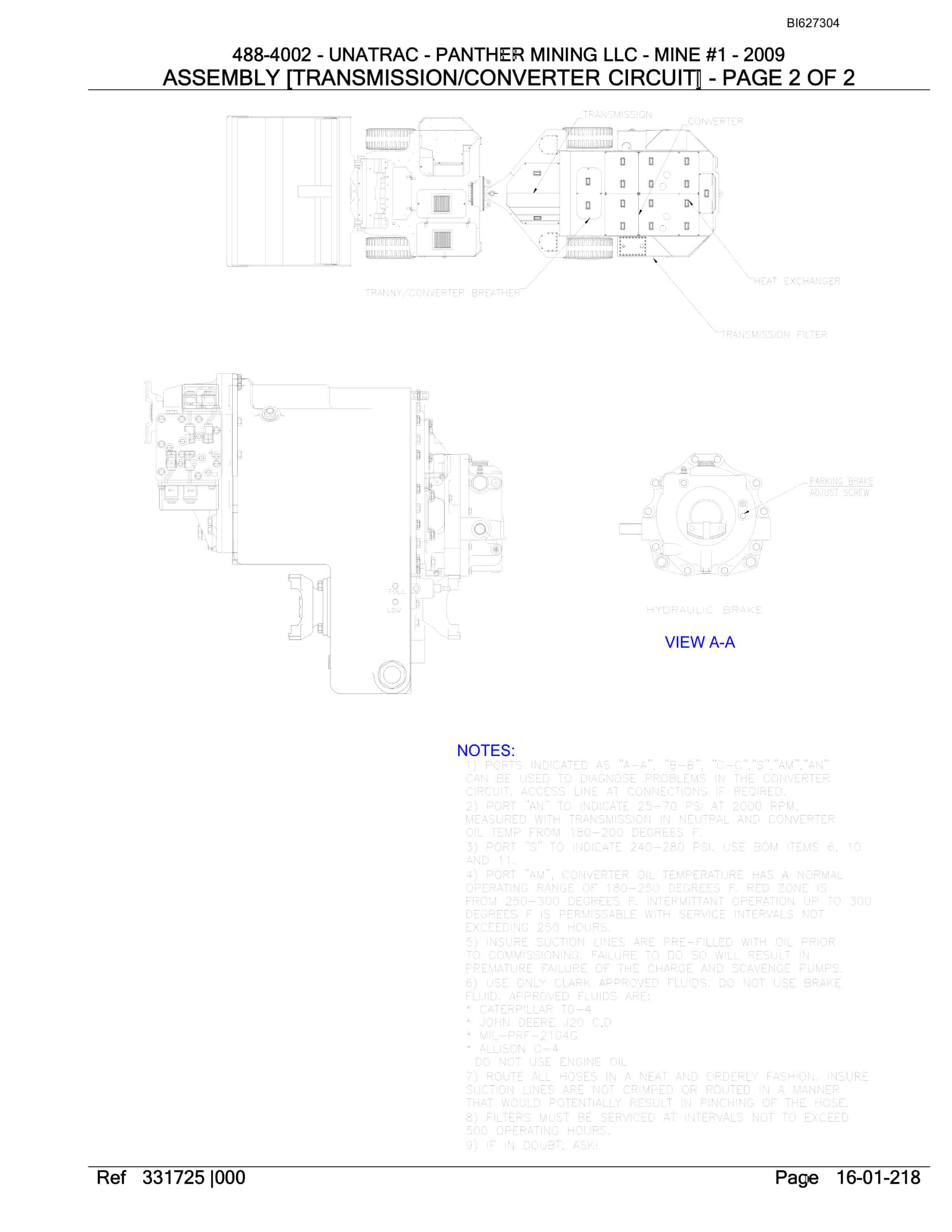 Bucyrus 488-4002 UN-A-TRAC Spare Parts List BI627304-5