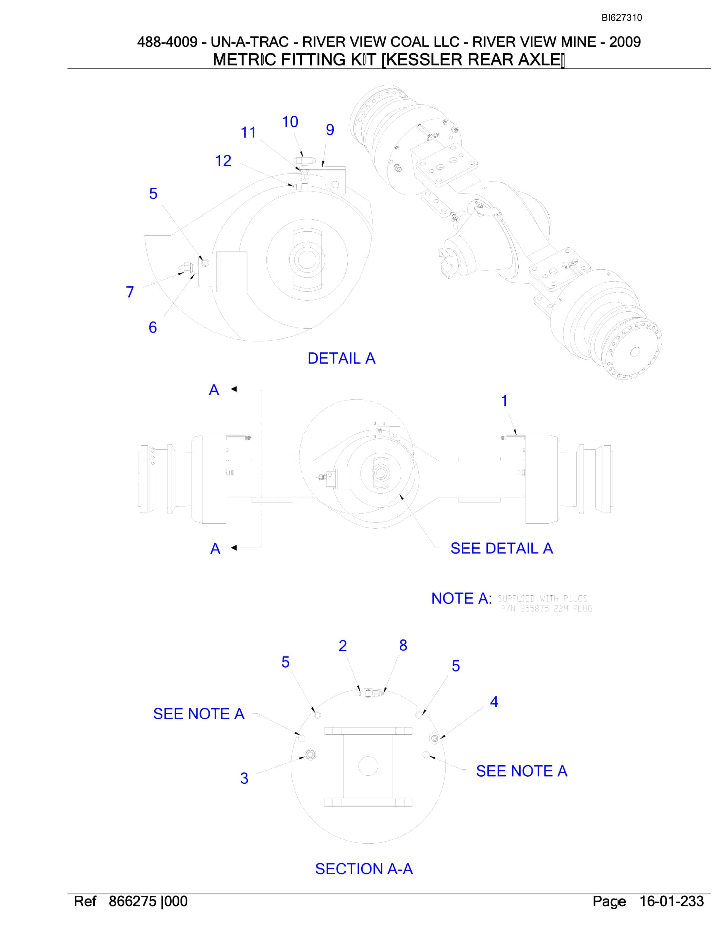 Bucyrus 488-4009 UN-A-TRAC Spare Parts List BI627310-5