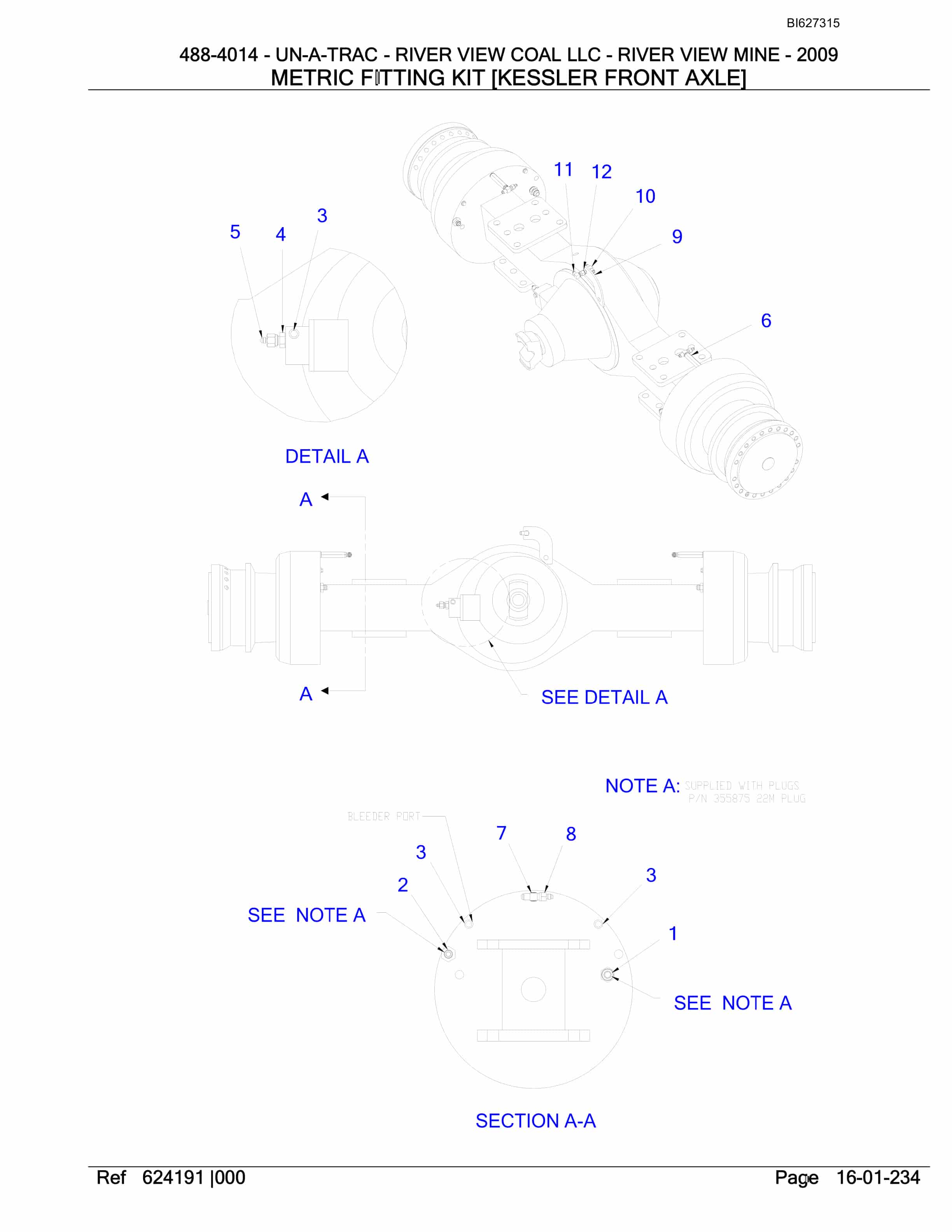 Bucyrus 488-4014 UN-A-TRAC Spare Parts List BI627315-5