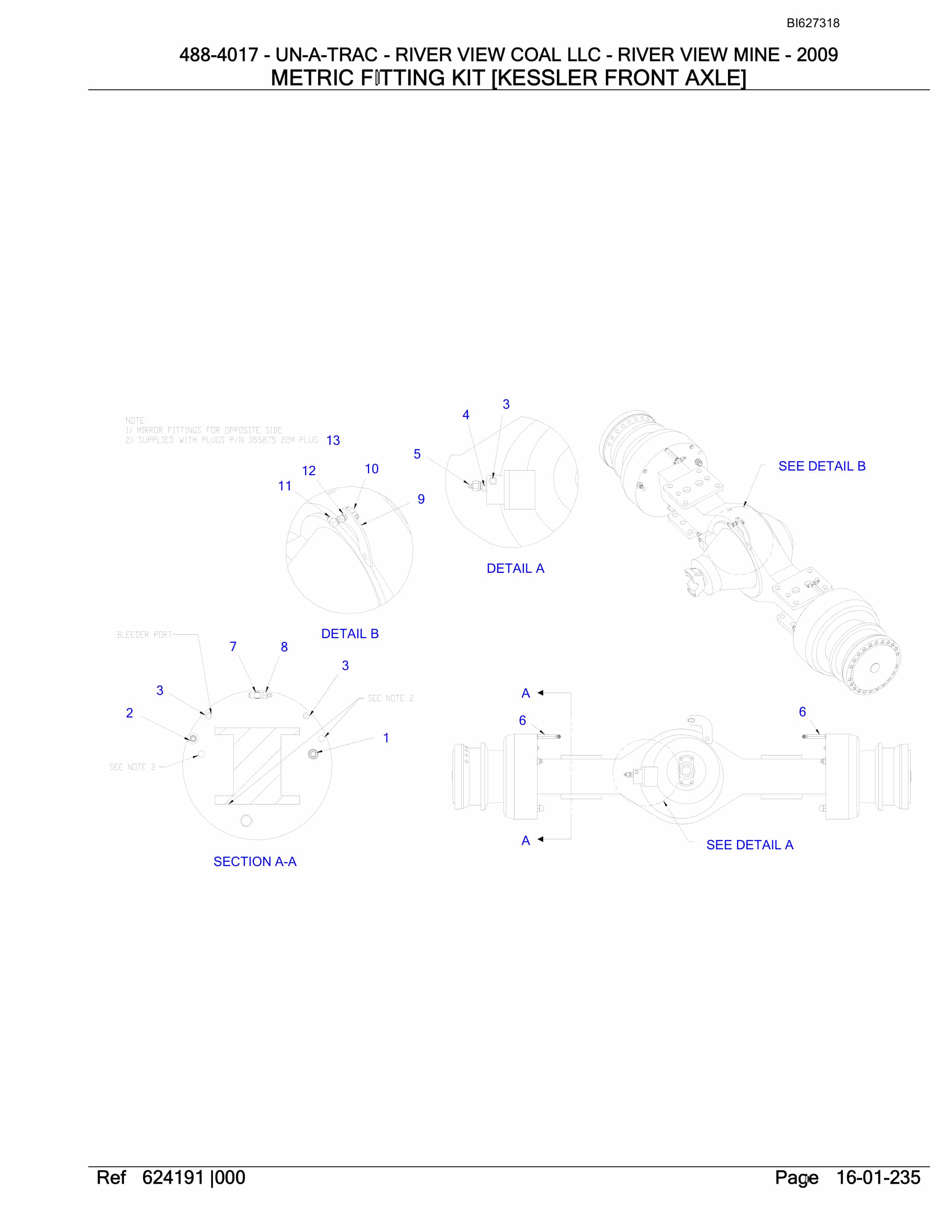 Bucyrus 488-4017 UN-A-TRAC Spare Parts List BI627318-5