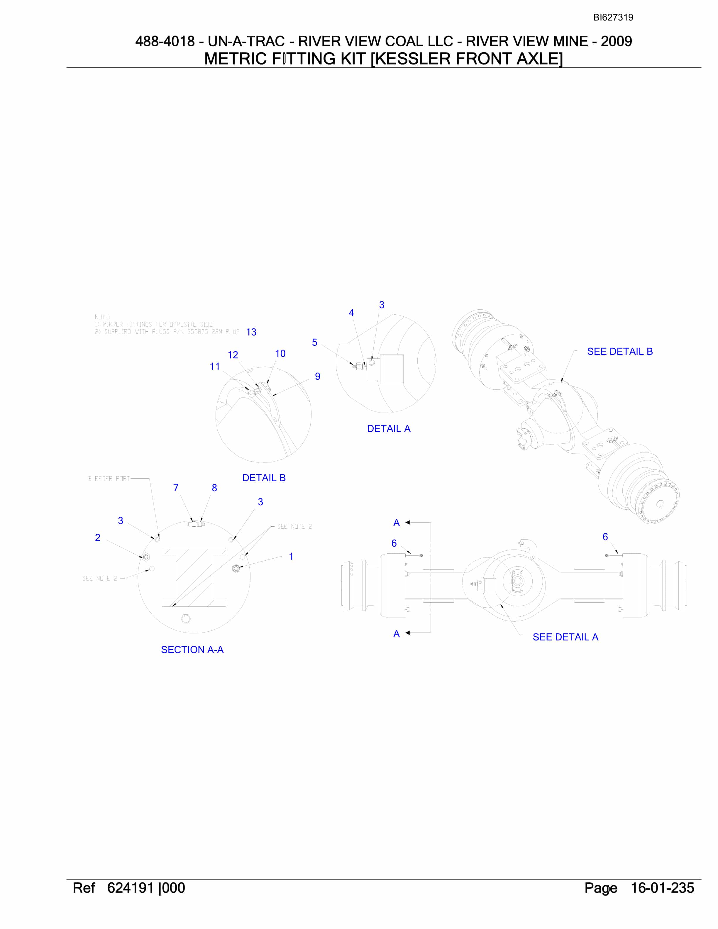 Bucyrus 488-4018 UN-A-TRAC Spare Parts List BI627319-5
