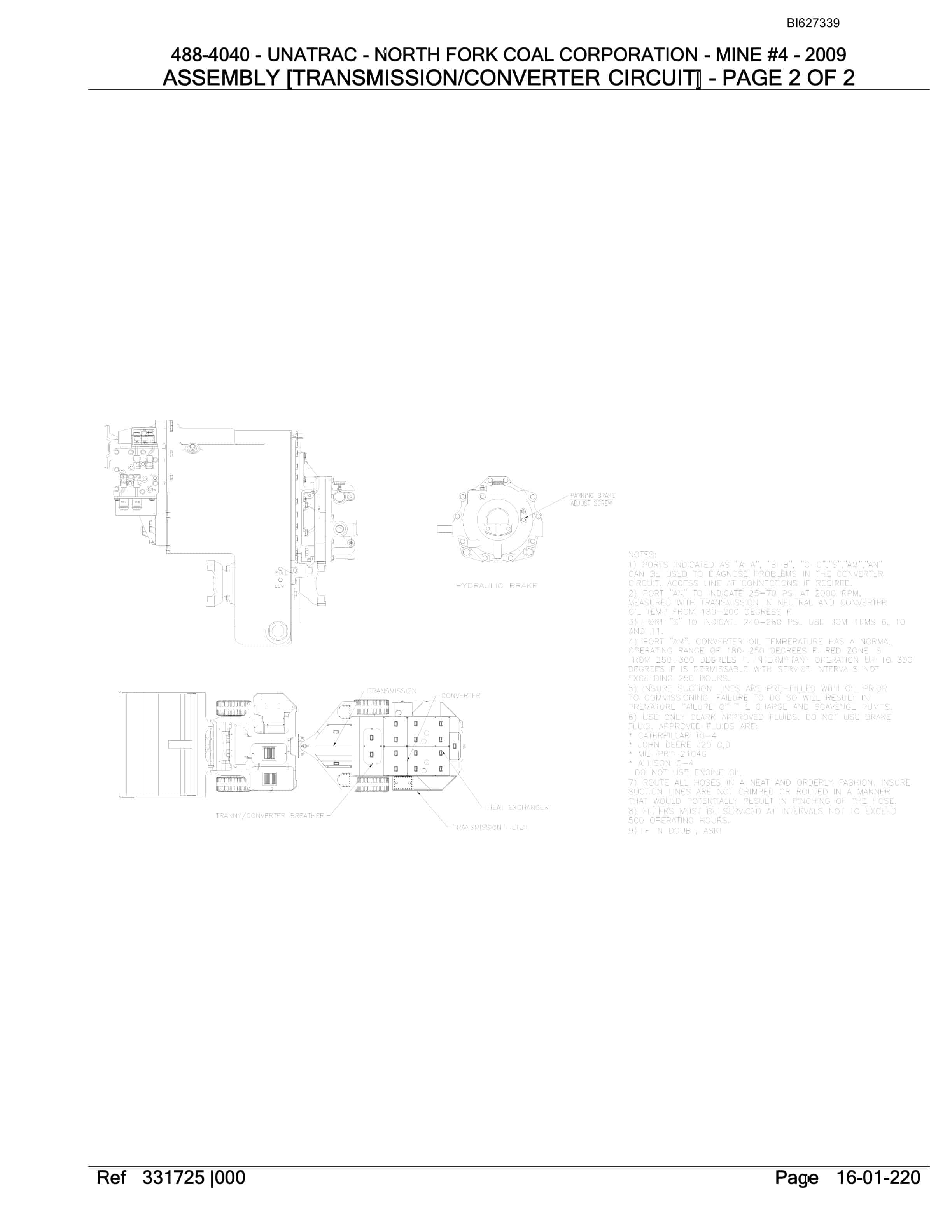 Bucyrus 488-4040 UN-A-TRAC Spare Parts List BI627339-5