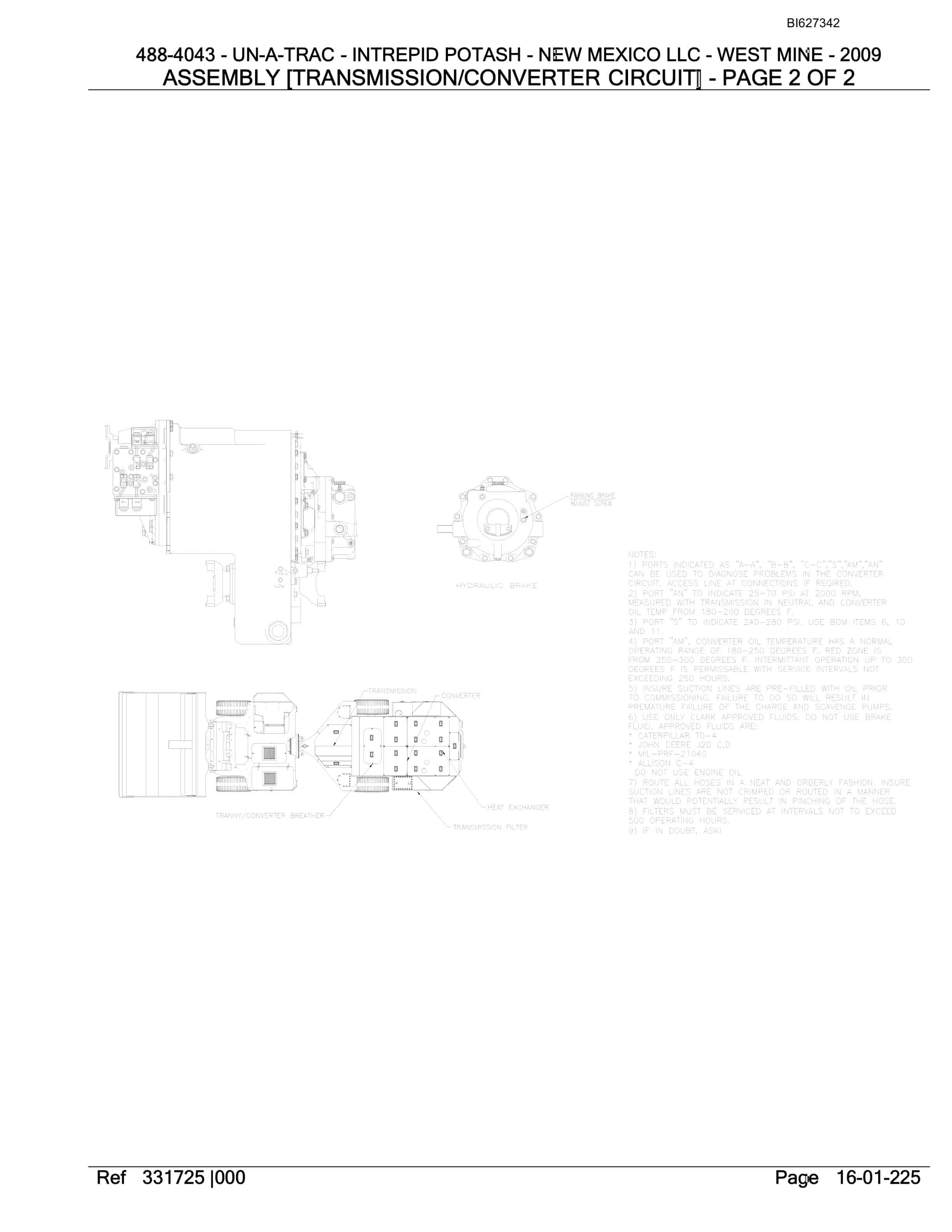 Bucyrus 488-4043 UN-A-TRAC Spare Parts List BI627342-5