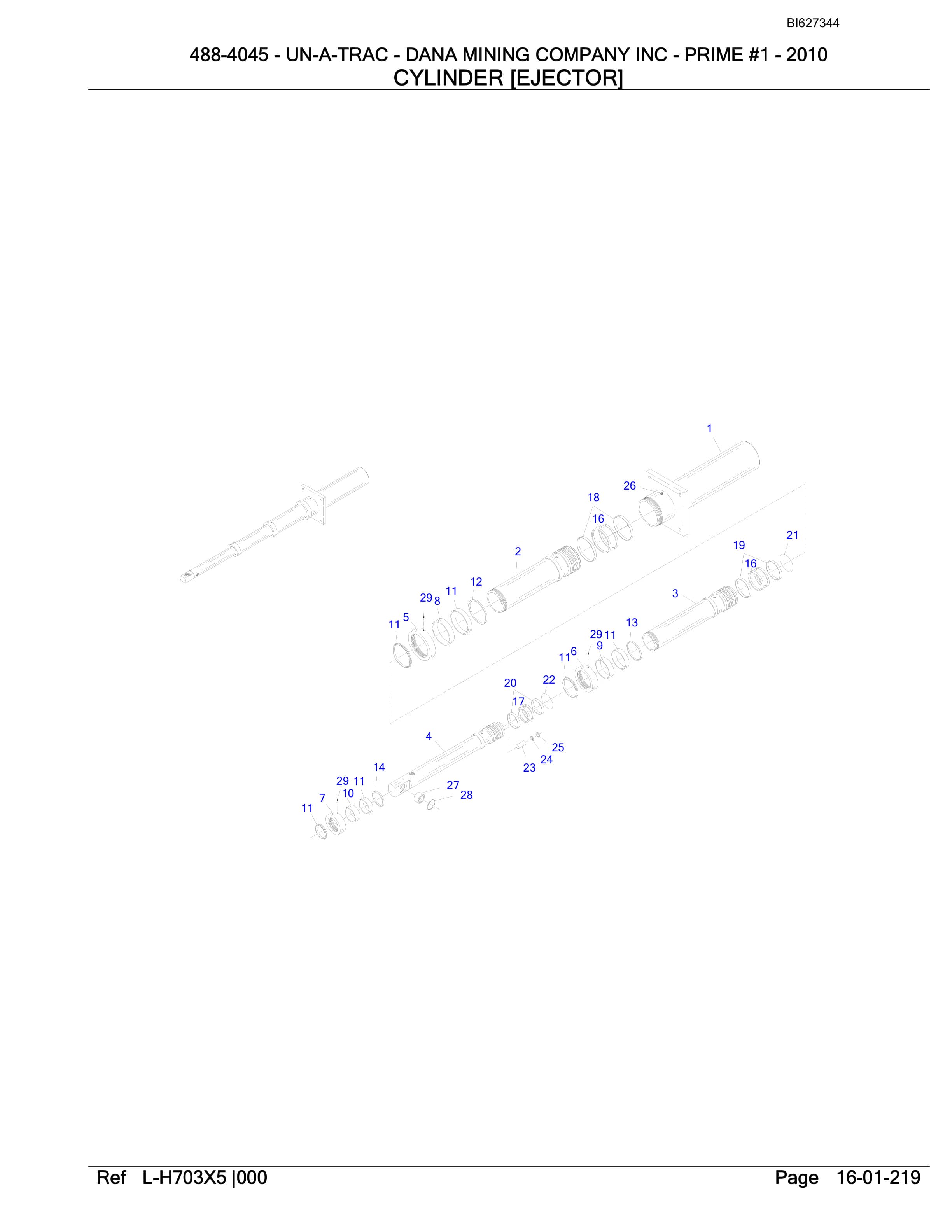Bucyrus 488-4045 UN-A-TRAC Spare Parts List BI627344-5