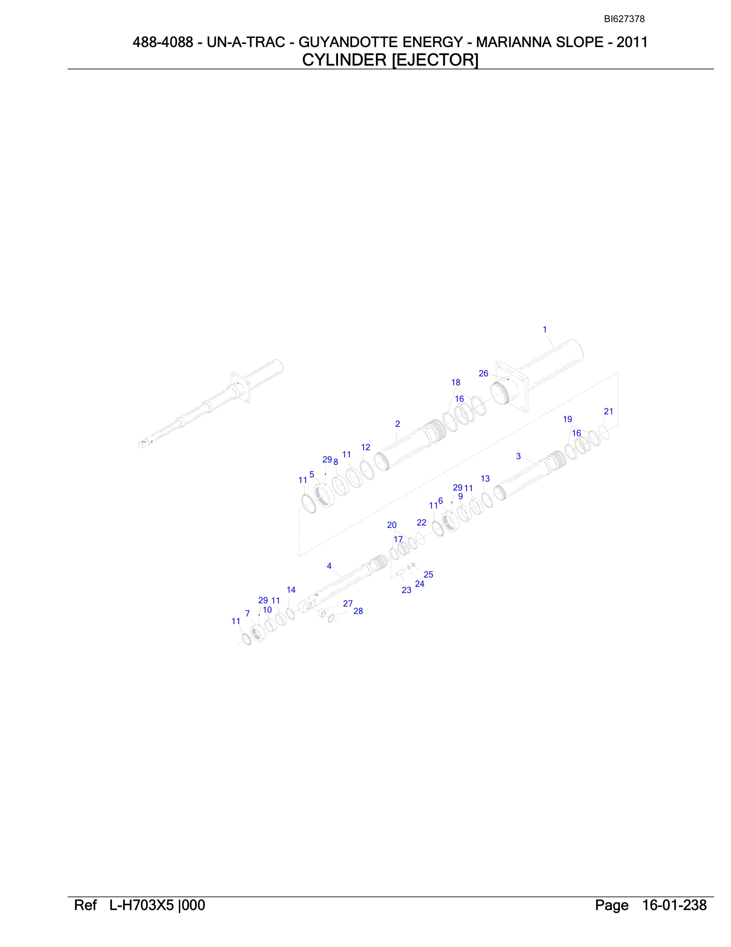 Bucyrus 488-4088 UN-A-TRAC Spare Parts List BI627378-5