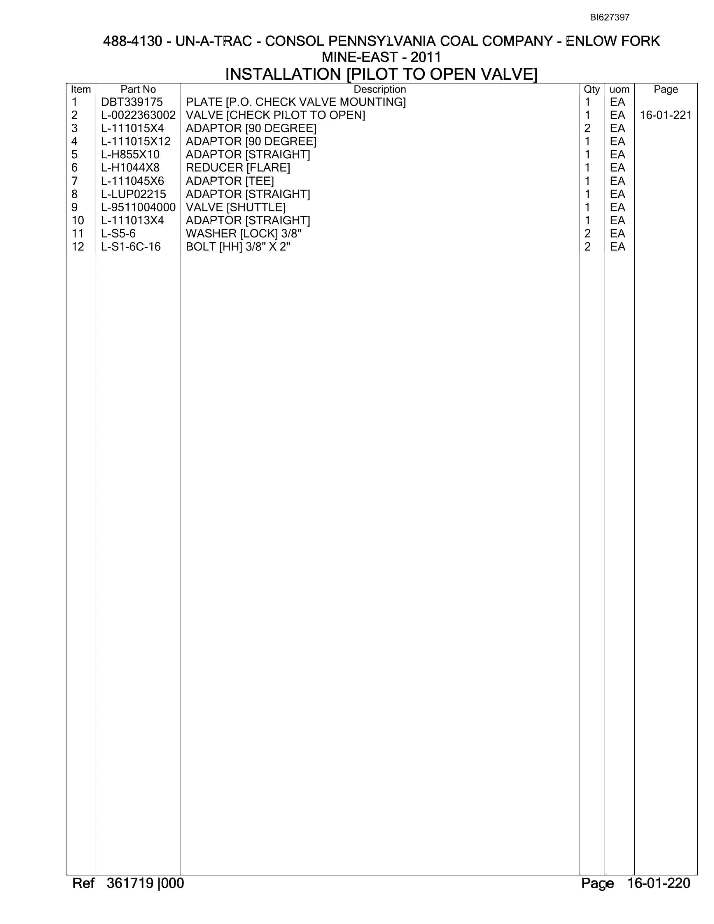 Bucyrus 488-4130 UN-A-TRAC Spare Parts List BI627397-4