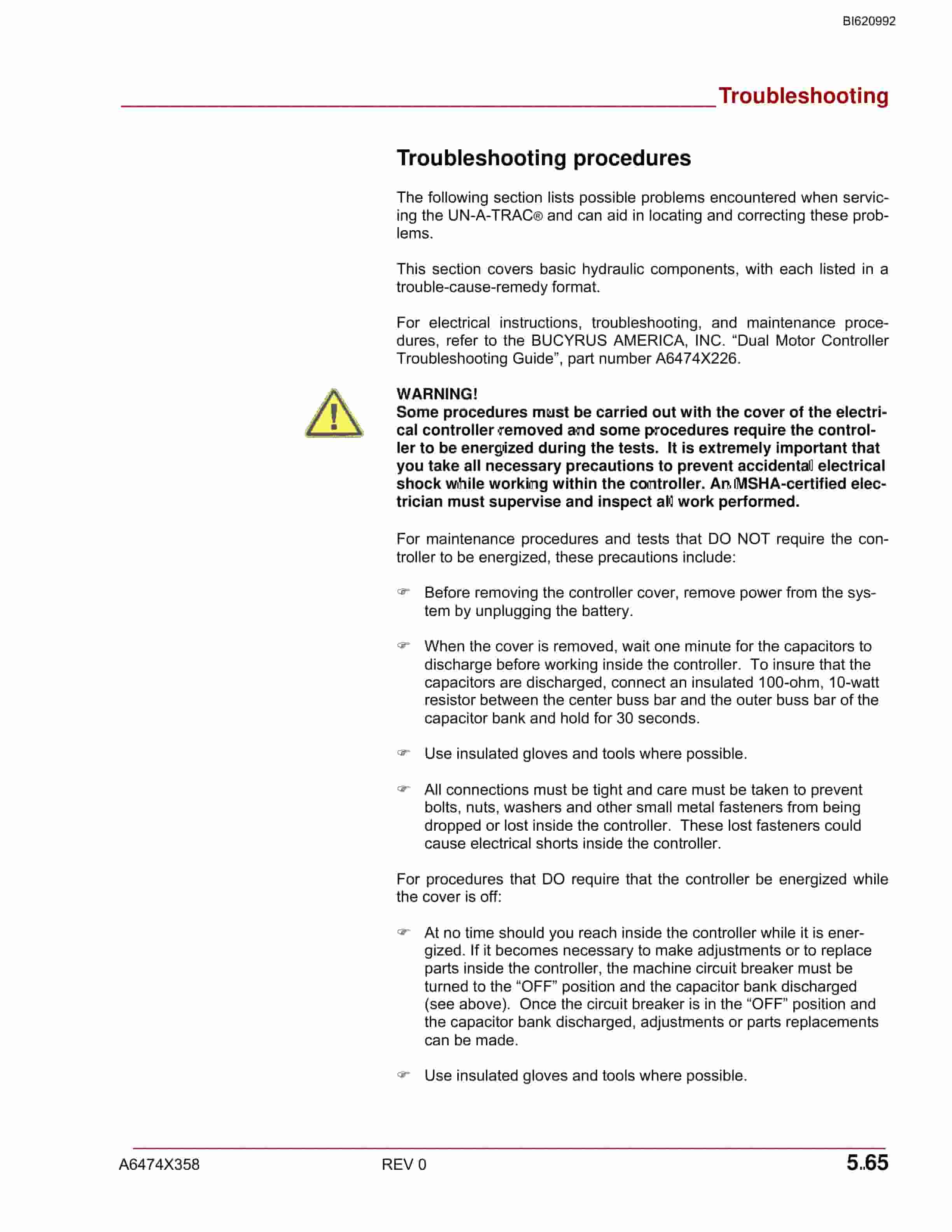 Bucyrus 488-6DM AC UN-A-TRAC Operation Manual BI620992-4