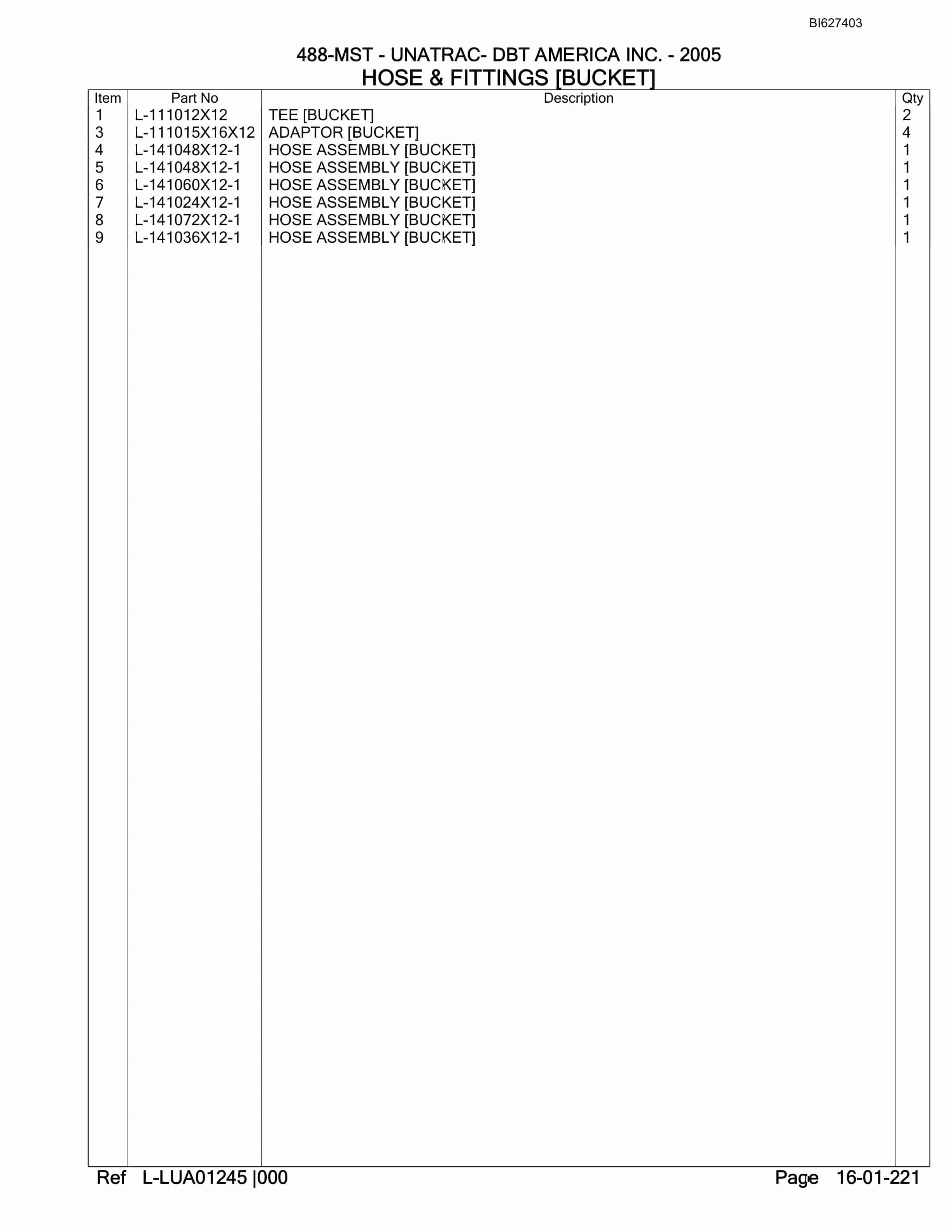 Bucyrus 488-MST UN-A-TRAC Parts Catalog BI627403-5
